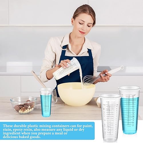 Miniatura 6 de Dandat 100 tazas medidoras desechables de 16 onzas de resina plástica epoxi tazas mezcladoras para líquidos, pintura, mezcla de suministros de