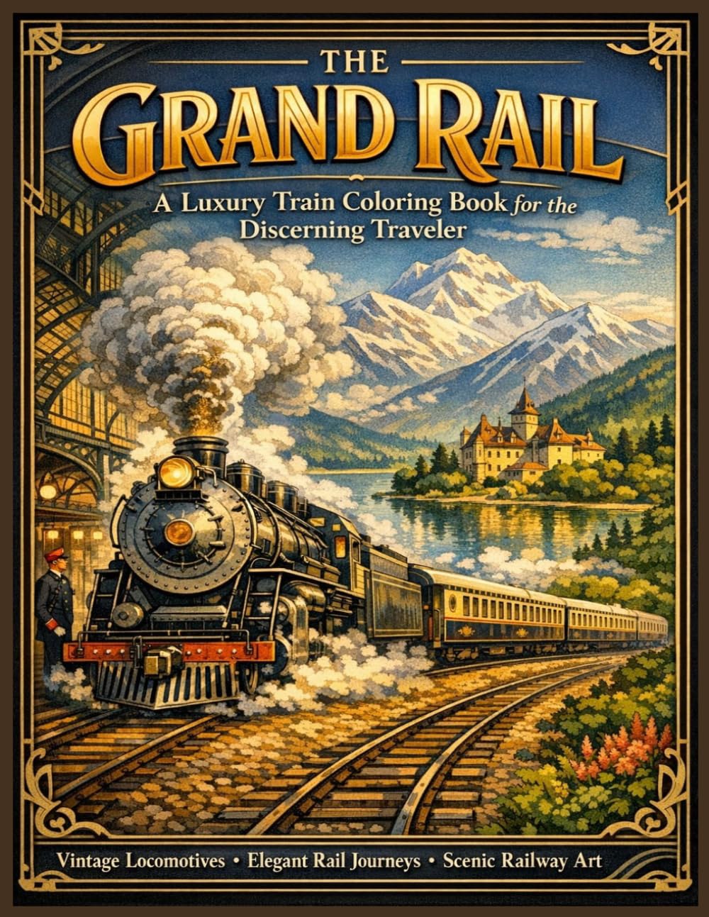 Luxury Train Coloring Book for Adult: A Relaxing Journey Through Vintage Railways and Scenic Travel Adventures