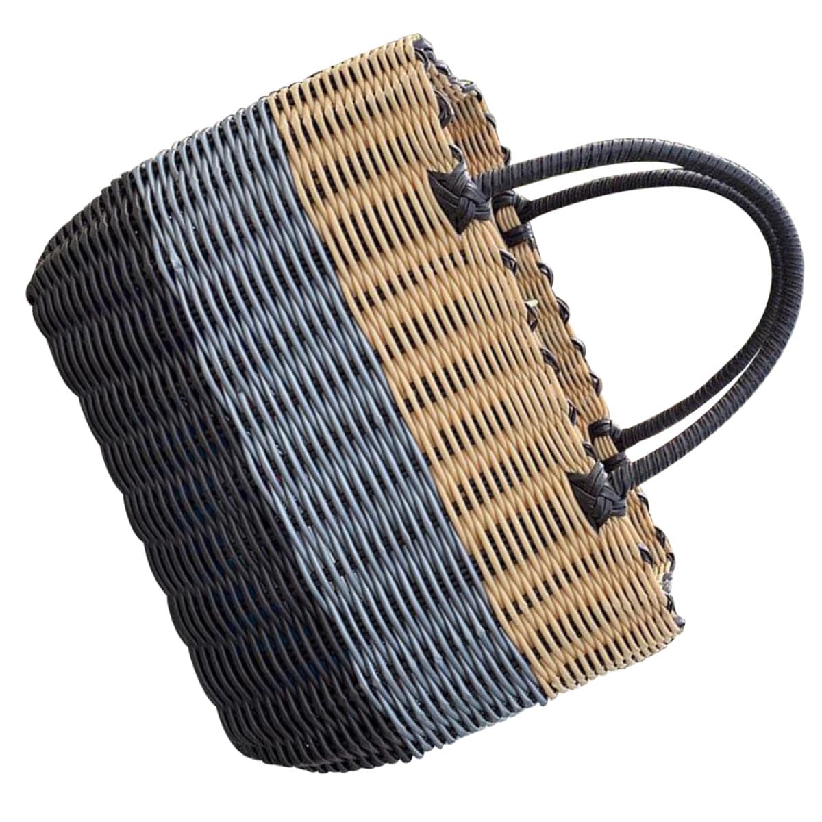 OHPHCALL Multi-functional Plastic Shopping Bags Baskets with Rustic Weaving Style, Practical and Easy to Carry Storage Basket for Home and Picnic Use, for Items and Fruits