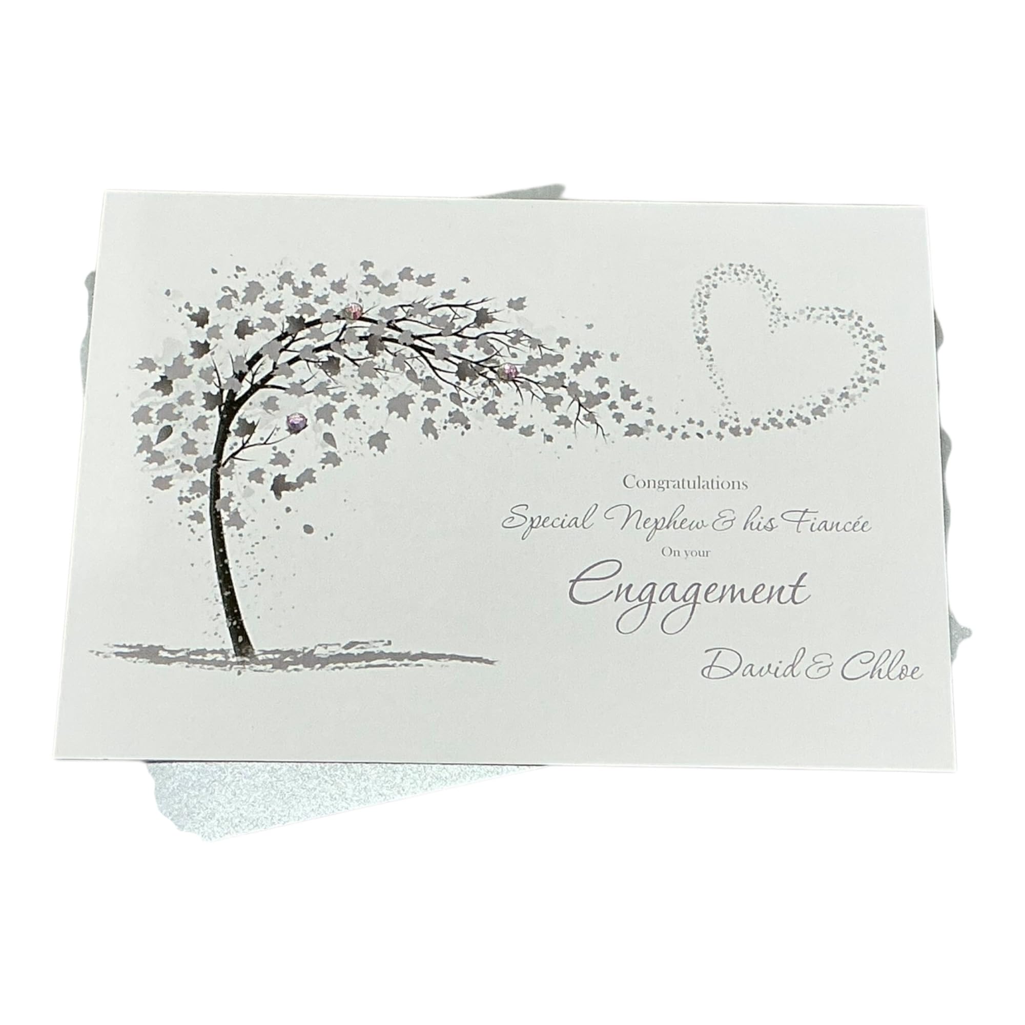 Nephew & Fiancée Engagement Card Greeting Card, Personalised Gift for Nephew & Fiancée Congratulations - Various Designs to Choose (Sweeping Heart (Nephew & Fiancée))