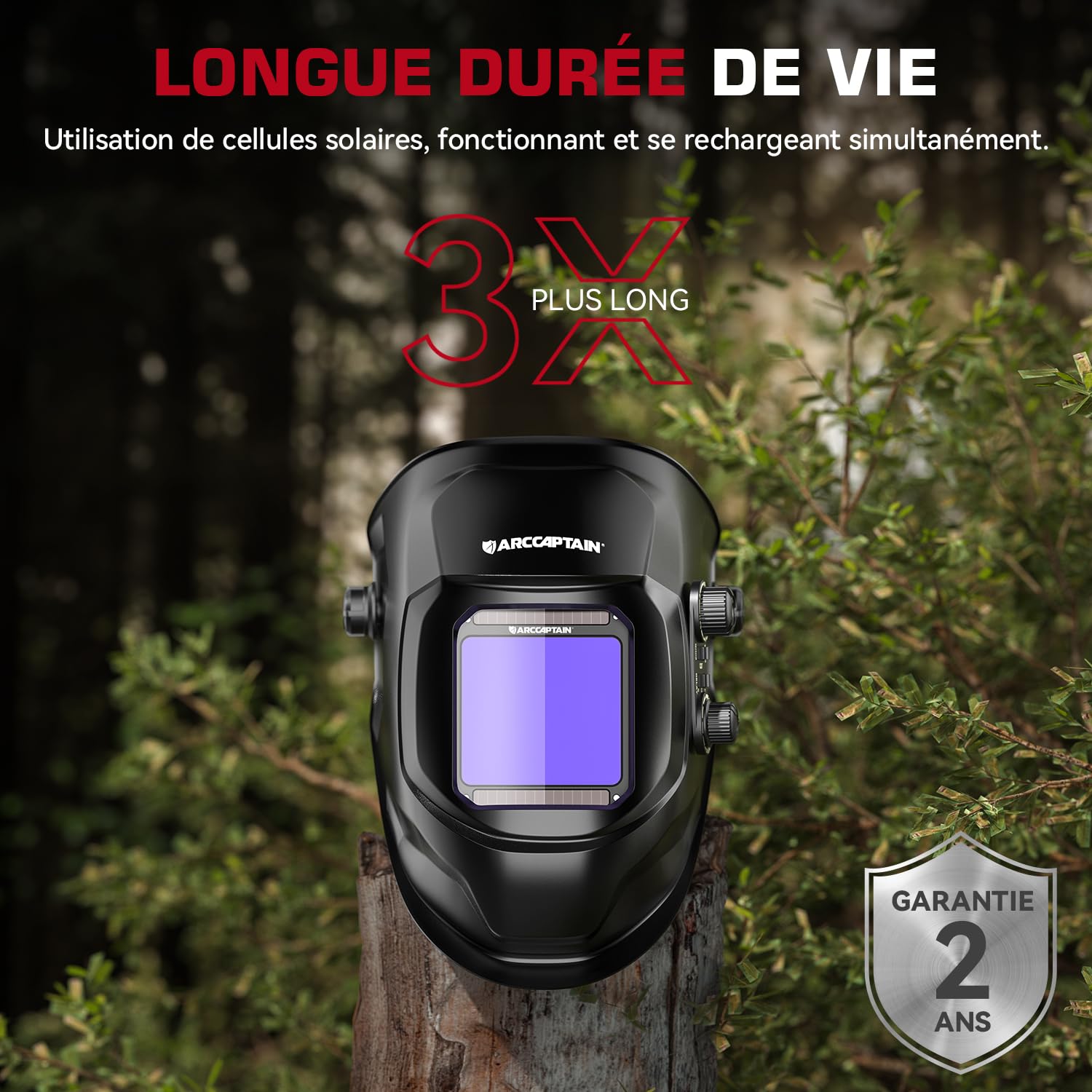 ARCCAPTAIN Masque de Soudeur Automatique 100 x 93 mm Avec Grand Champ de Vision, Couleur Réelle Entièrement Automatique, Casque de Soudeur Avec Couleur Véritable, Large Ombre 4/9-13 Pour MIG, TIG, ARC