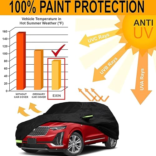 Miniatura 7 de YIXIN Funda impermeable para automóvil Cadillac XT5 2016-2023, ajuste personalizado, correa 100% impermeable a prueba de viento y bandas de