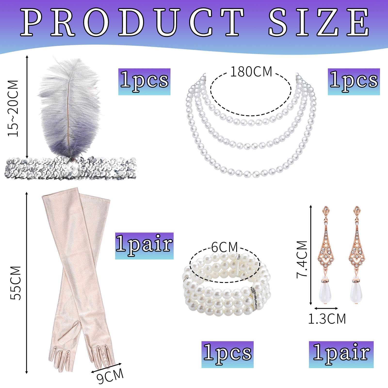 CYNOSURETECH 5 Piece Vintage Women'S Clothing, 1920S Accessories Set, Stylish Pearl Accessories - Image 2