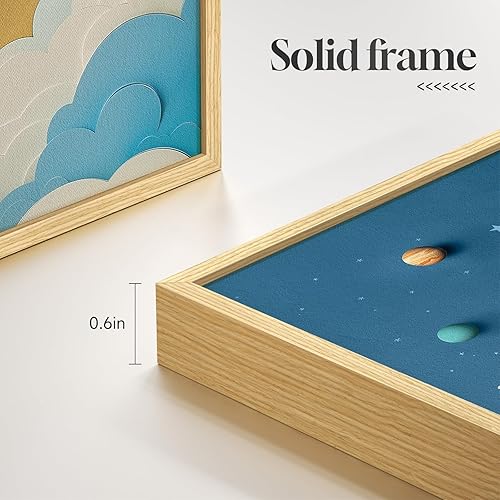 Miniatura 6 de Arte de pared enmarcado de astronauta espacial para decoración de guardería, 4 piezas temáticas de lienzo con temática del espacio exterior, cuadros