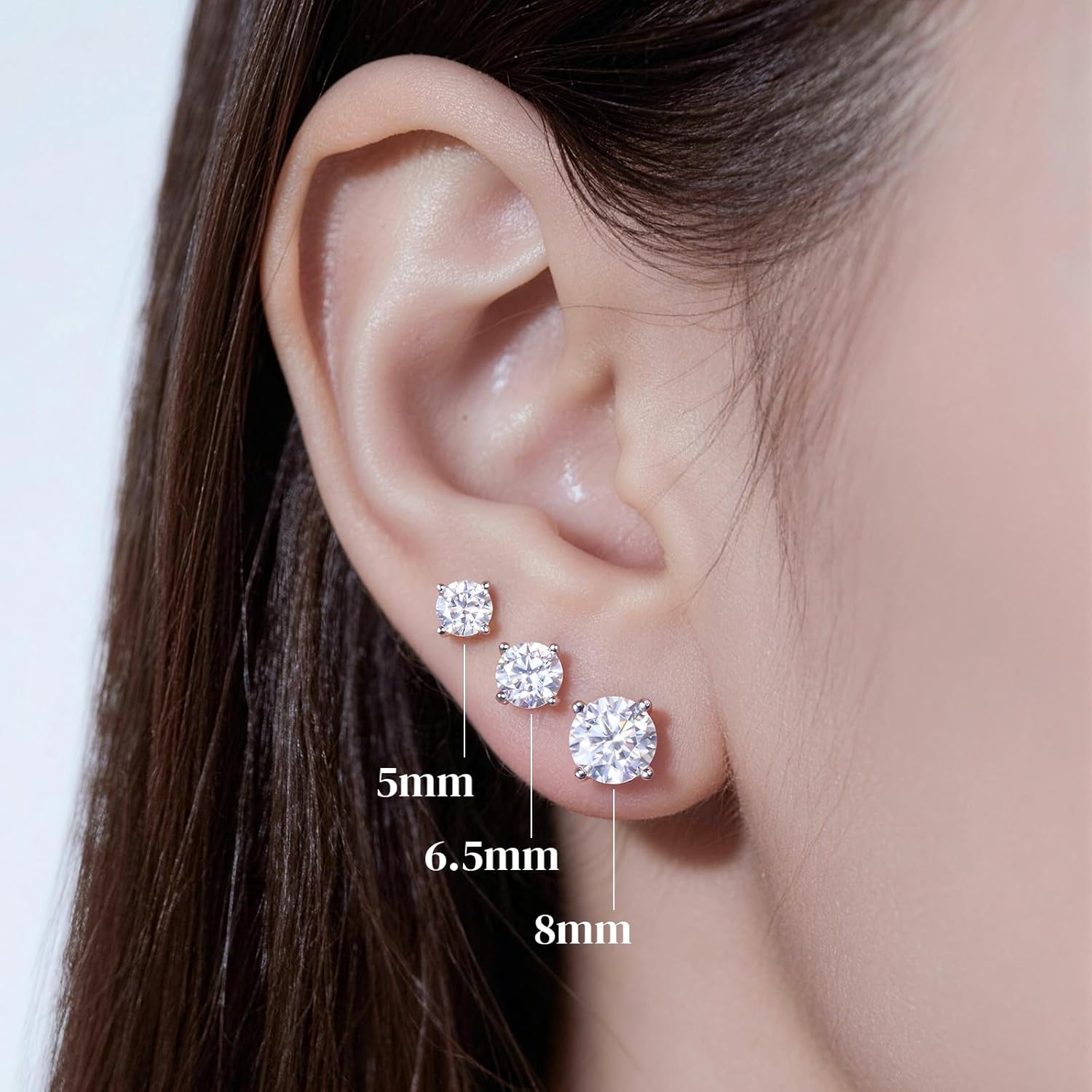 Moissanite Stud Earrings for Women, 0.2CT-8.0CT a Pair 18K White Yellow Gold Vermeil S925 Sterling Silver Hypoallergenic Stud Earrings Anniversary Day Birthday Gifts for Women Men
