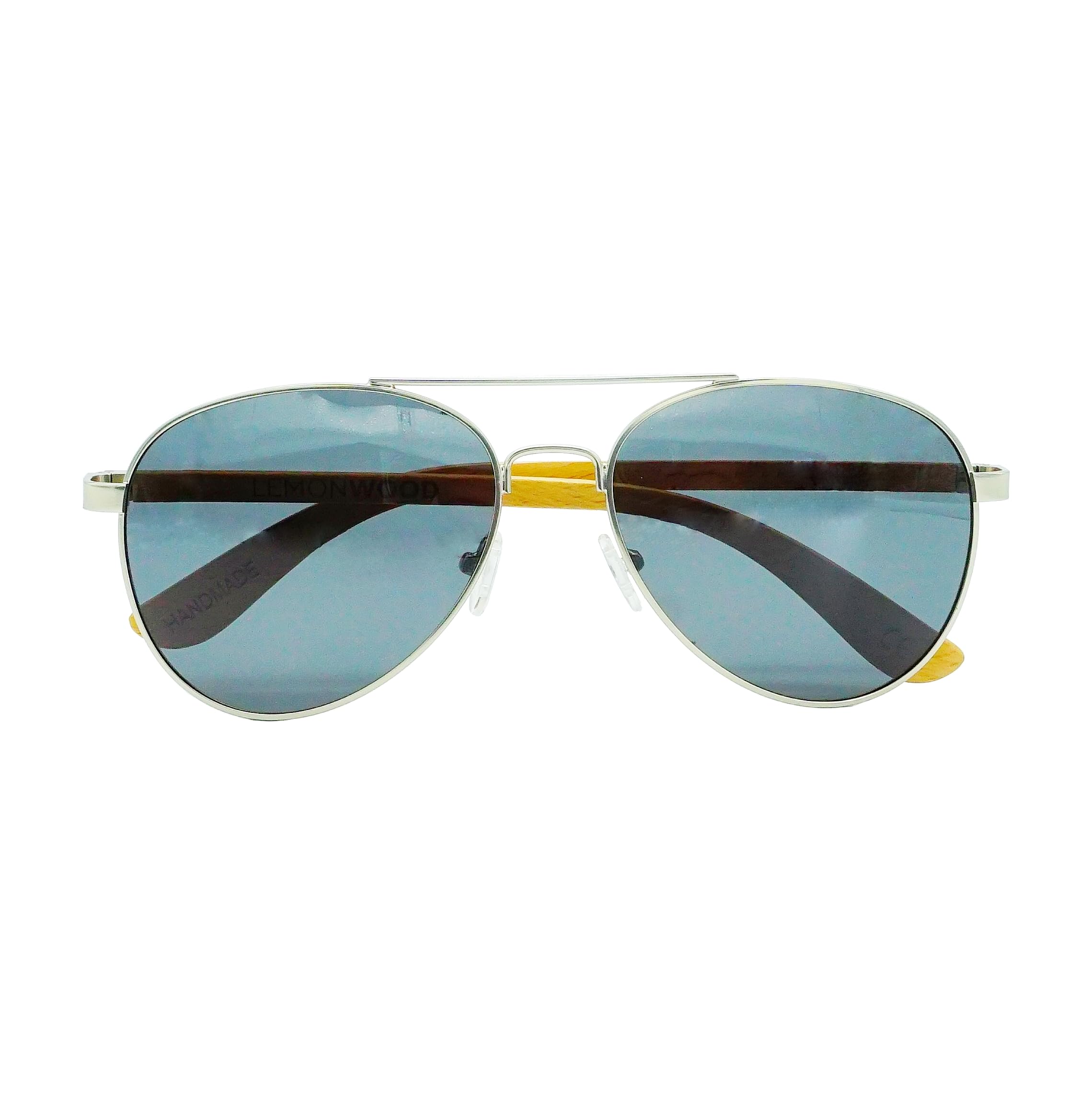 LEMONWOOD Holz Pilotenbrille Sonnenbrille Pilot Holzbrille aus Buchenholz polarisierende Gläser Cat 3 UV400 Federscharnier Pilot-Beech incl. faltbarem Kork-Etui