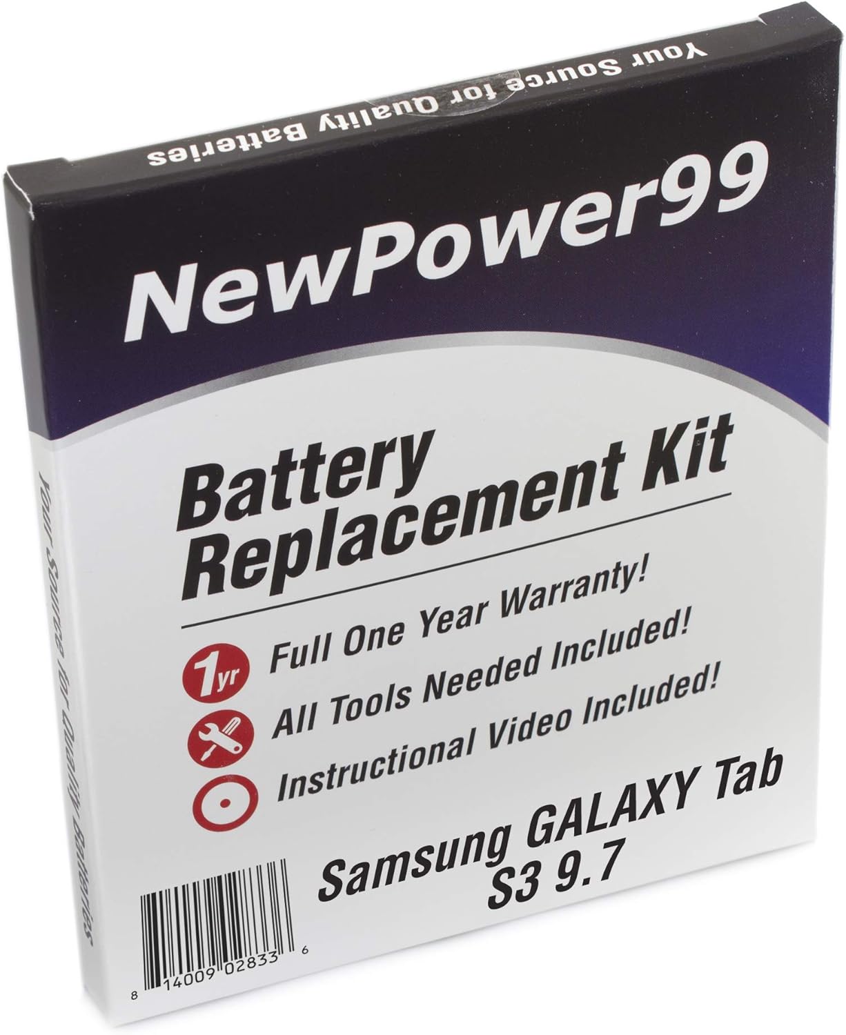 NP99sp NewPower99 Battery Kit for Samsung Galaxy Tab S3 9.7 SM-T820, SM-T825, SM-T827 with Tools, Video Instructions, Long Life Battery