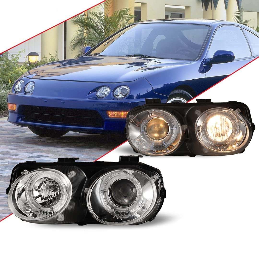 Photo 1 of Winjet Compatible with [1998 1999 2000 2001 Acura Integra] LED DRL Halo Projector Headlights Black