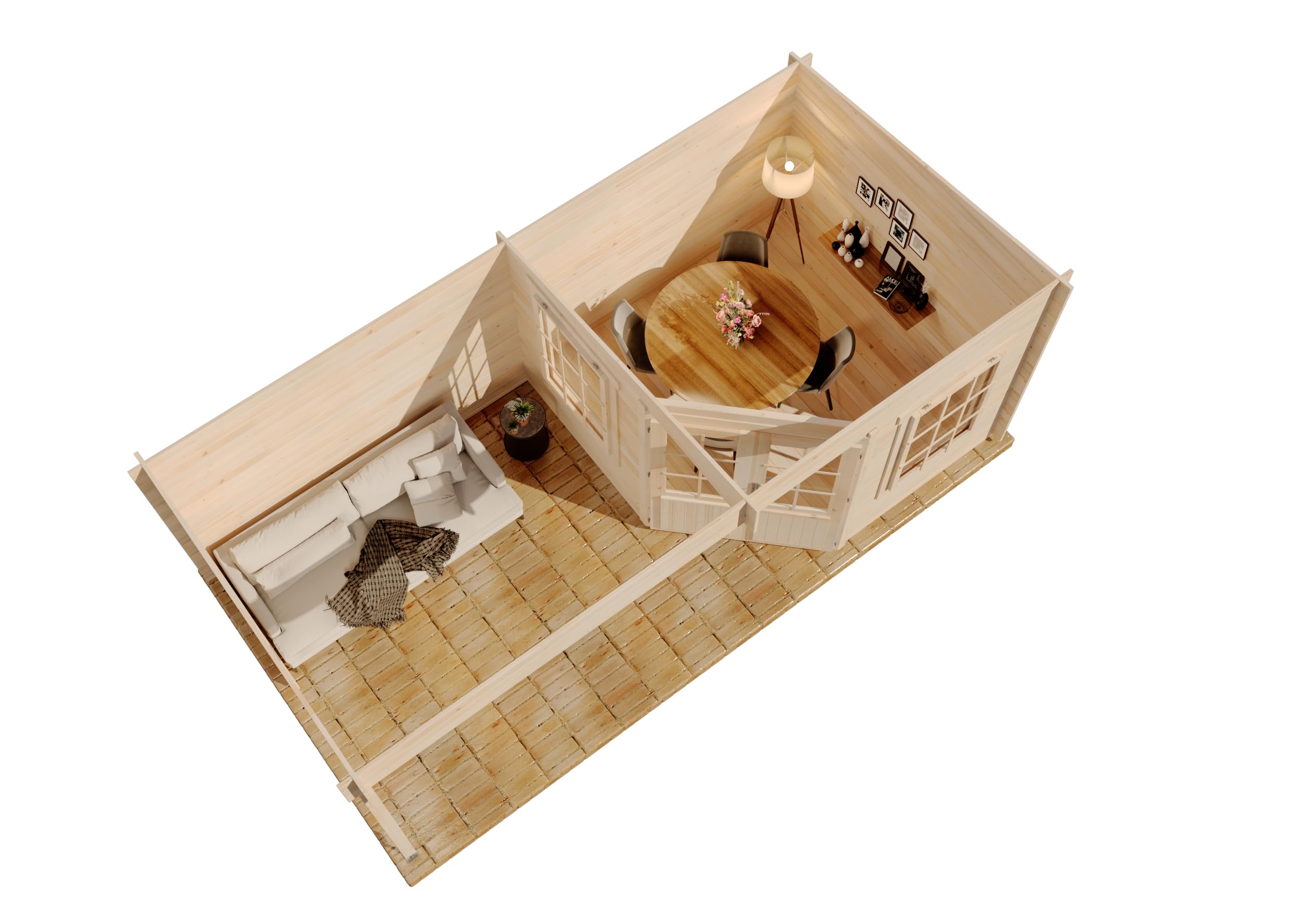 Alpholz Gartenhaus Carl-28 aus Massiv Holz, Gerätehaus mit 28 mm Wandstärke, Garten Holzhaus inklusive Montagematerial, Geräteschuppen 598 x 300 cm, Pultdach