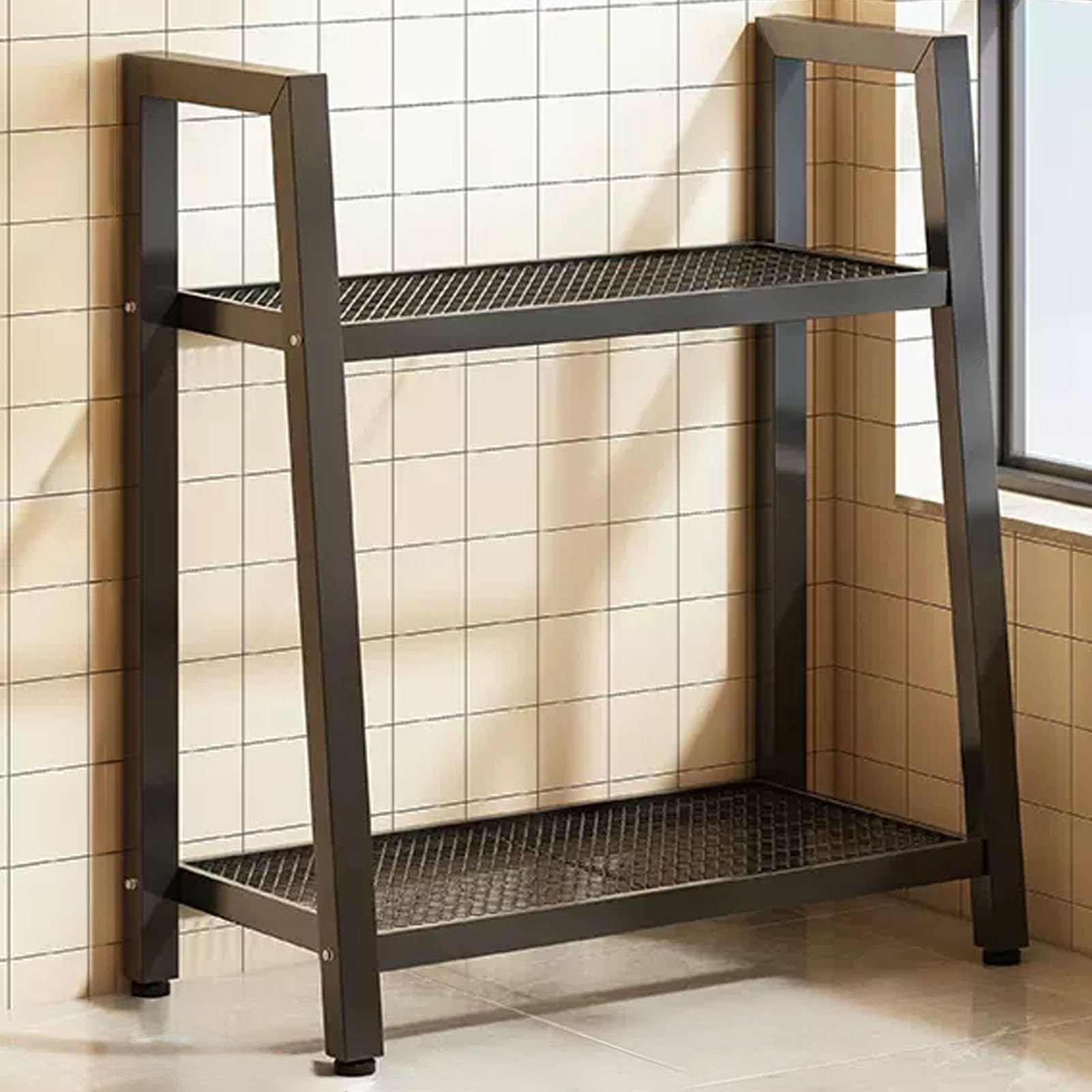 Support pour plantes en métal à 3 niveaux et étagère d'angle noire