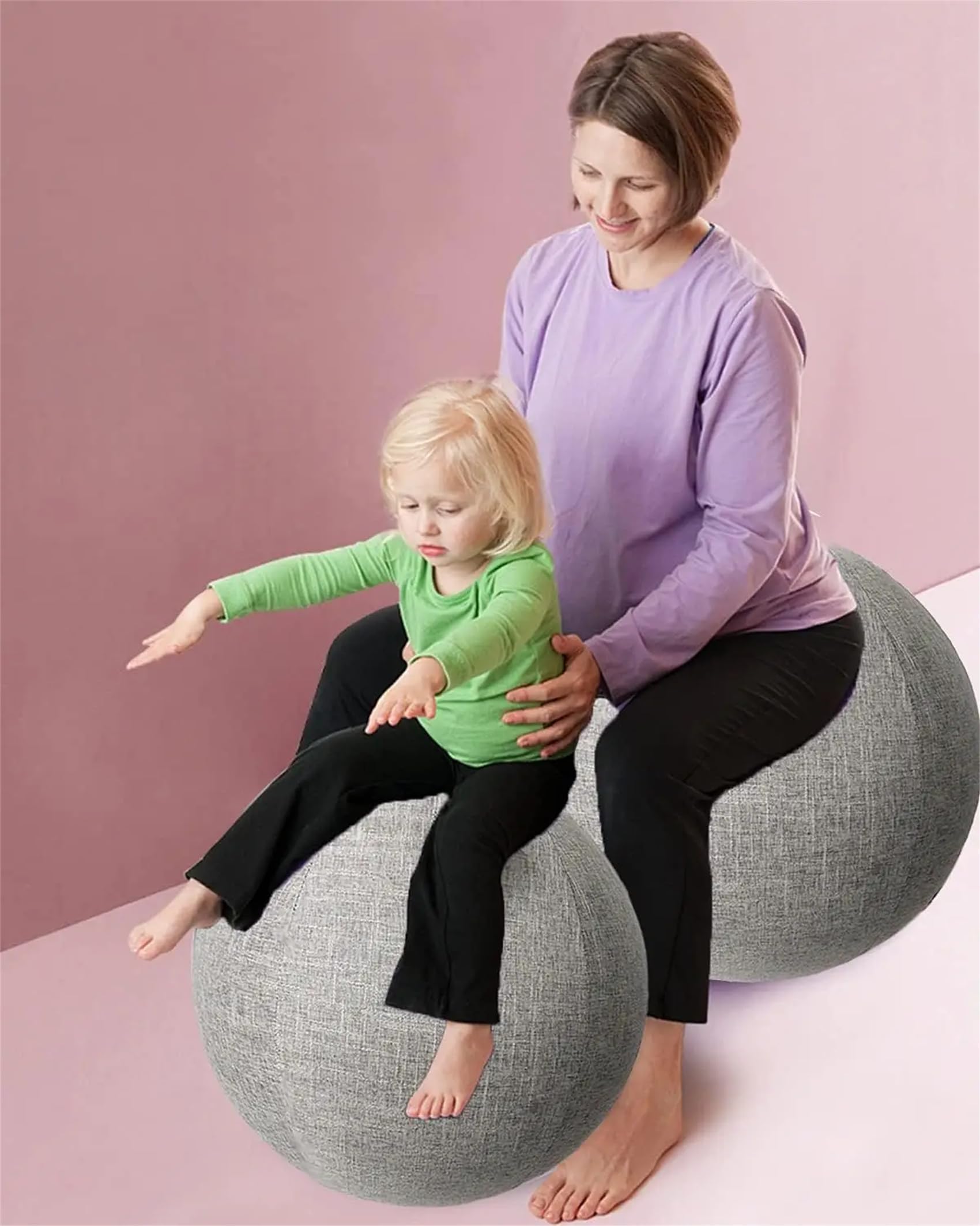 Housse Ballon Gym 55/65/75cm Housse Ballon de Exercice Housse De Swiss Ball Ballon Bureau Anti-saleté Durable Housse De Protection Antidérapante,Argent,65cm