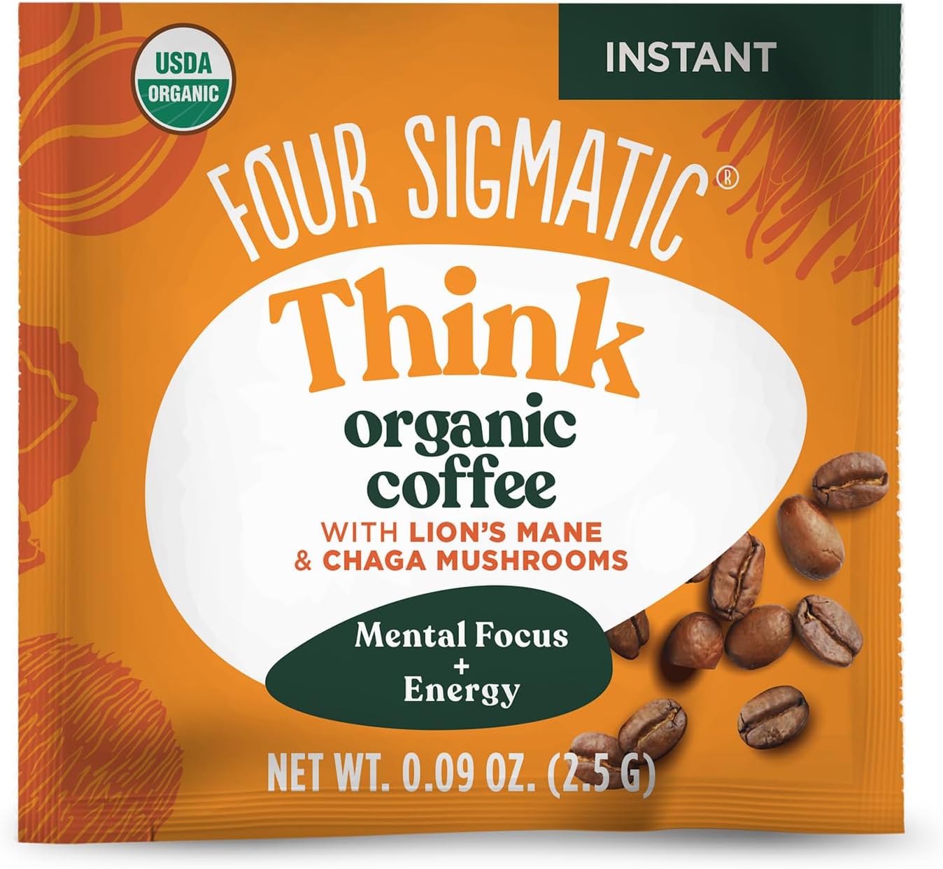 FOUR SIGMATIC Organic Lion's Mane & Chaga Coffee Mix, 0.09 OZ