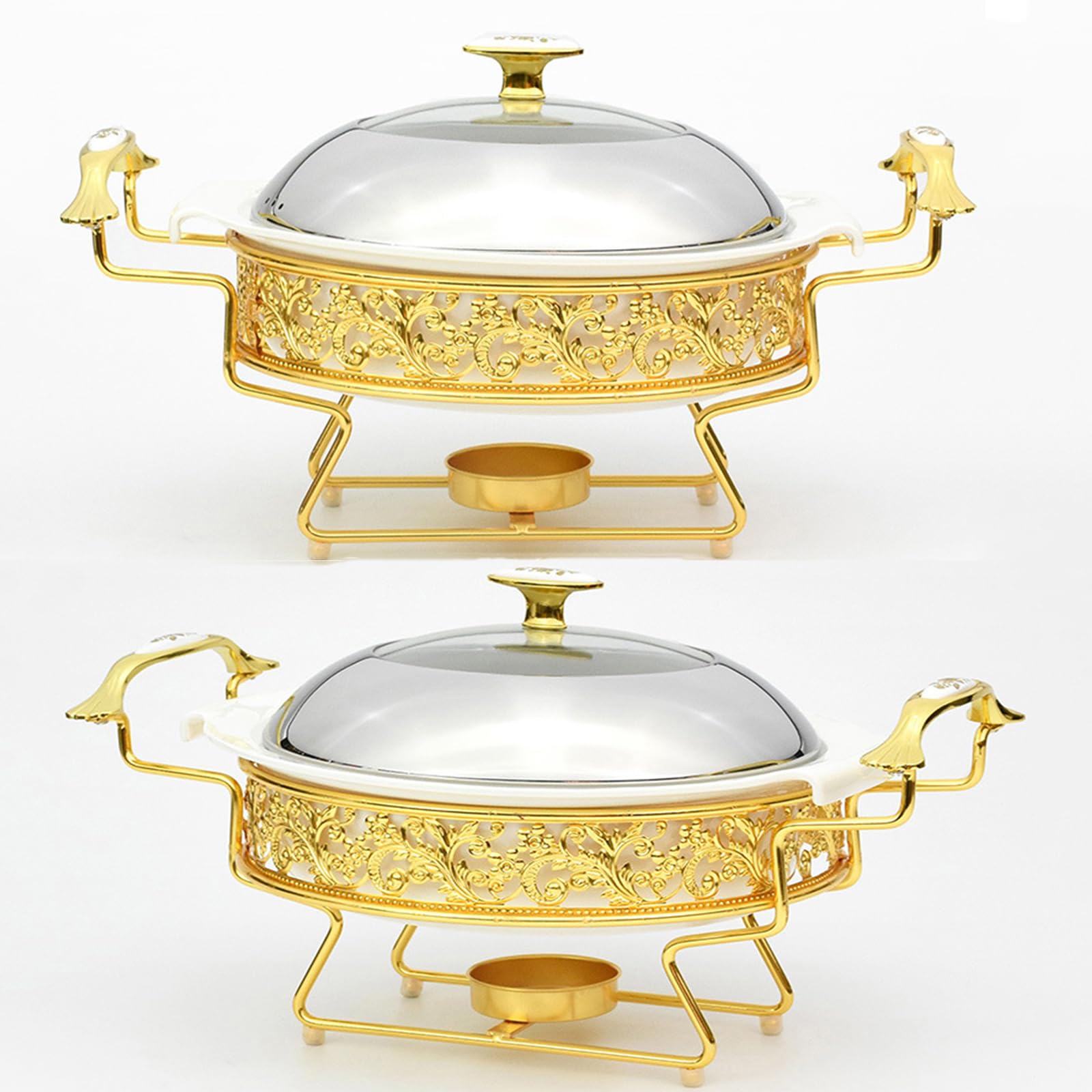 Juego de servidor de calefacción para horno, calentador de Buffet para Catering, bandeja calefactora para calentador de alimentos para Buffet, equipo de contenedor de calefacción (Size:11IN,Color:Oro)