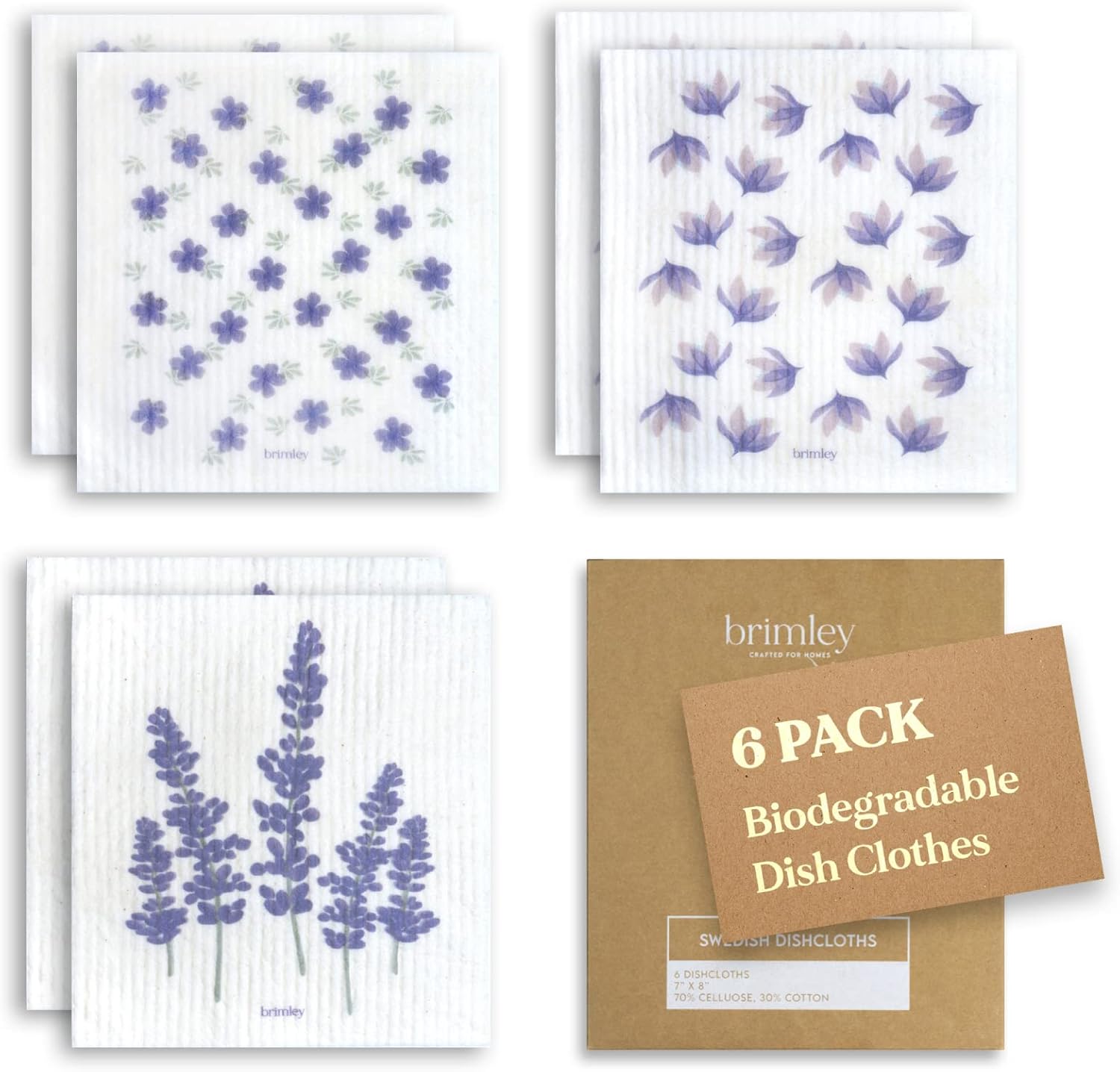 brimley Reusable Swedish Dishcloths for Kitchen 6 Pack (Floral Print) – Absorbent Dish Cloth – Biodegradable Dish Rags for Washing Dishes, Surfaces Etc. – Cleaning Kitchen Gadgets/Kitchen Essentials brimley Reusable Swedish Dishcloths for Kitchen 6 Pack (Floral Print) – Absorbent Dish Cloth – Biodegradable Dish Rags for Washing Dishes, Surfaces Etc. – Cleaning Kitchen Gadgets/Kitchen Essentials