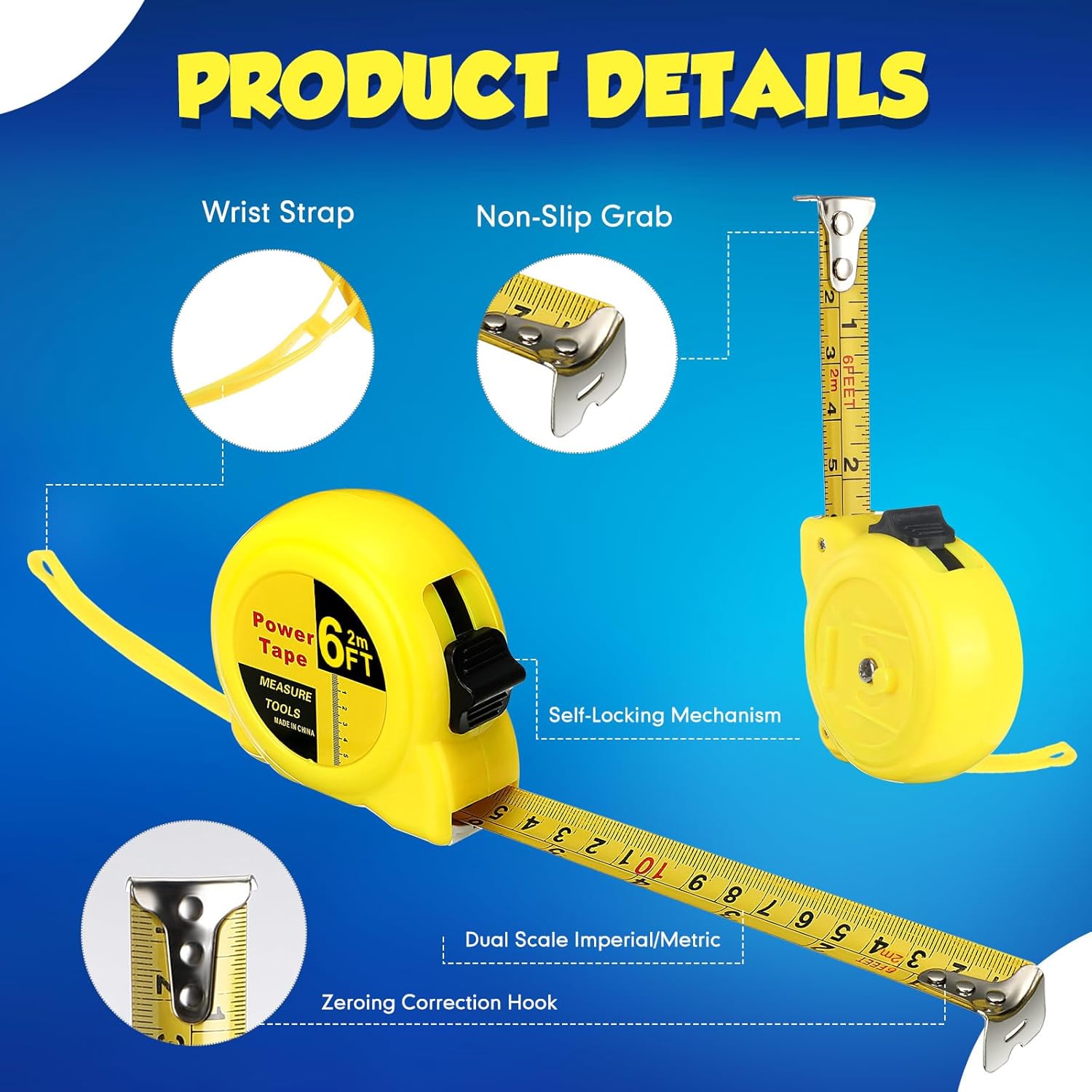 Xuhal 48 Pcs 6 ft Mini Tape Measure Bulk Measuring Tape Imperial and Metric Pocket Self Locking Easy to Read with Inches and Centimeters for Designer Decorator