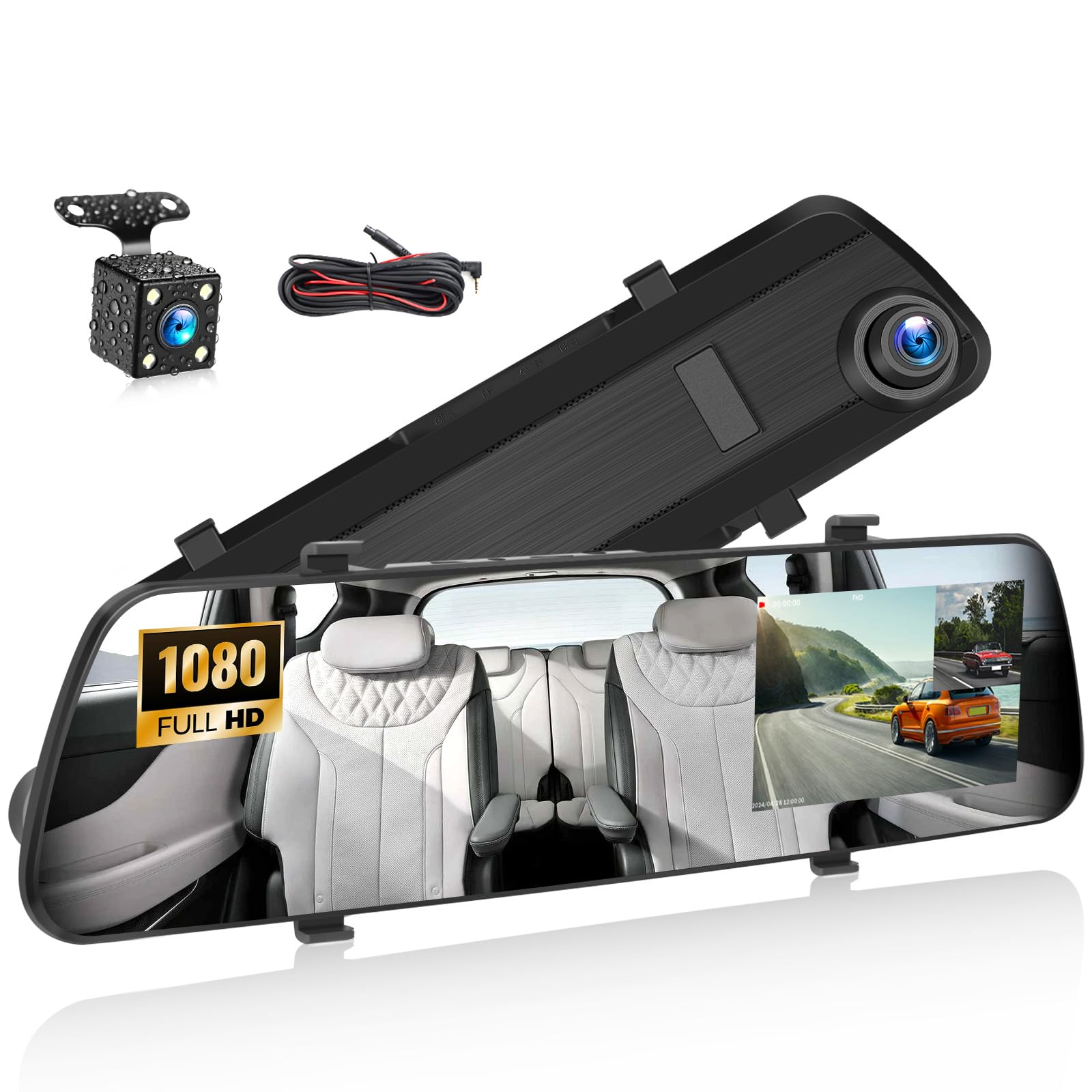 Cámara para Salpicadero con Cámara Trasera 1080P, Cámara para Salpicadero con Pantalla de 4-Pulgadas, Grabación de vídeo para la Seguridad del vehículo, visión Nocturna, grabación en Bucle