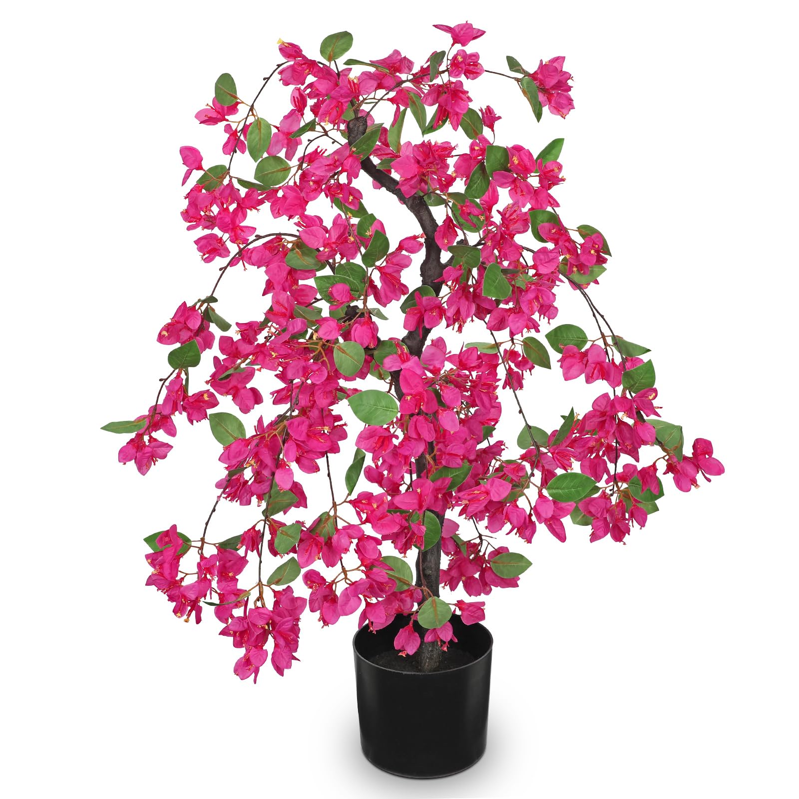 75 cm Bougainville Kunstblumen Künstlicher Baum mit Blüten Kunstbaum Deko Frühling Kunstpflanzen Groß Dekoblumen für Eingang Balkon Fensterbank Ecke Deko im Wohnzimmer Schlafzimmer Büro