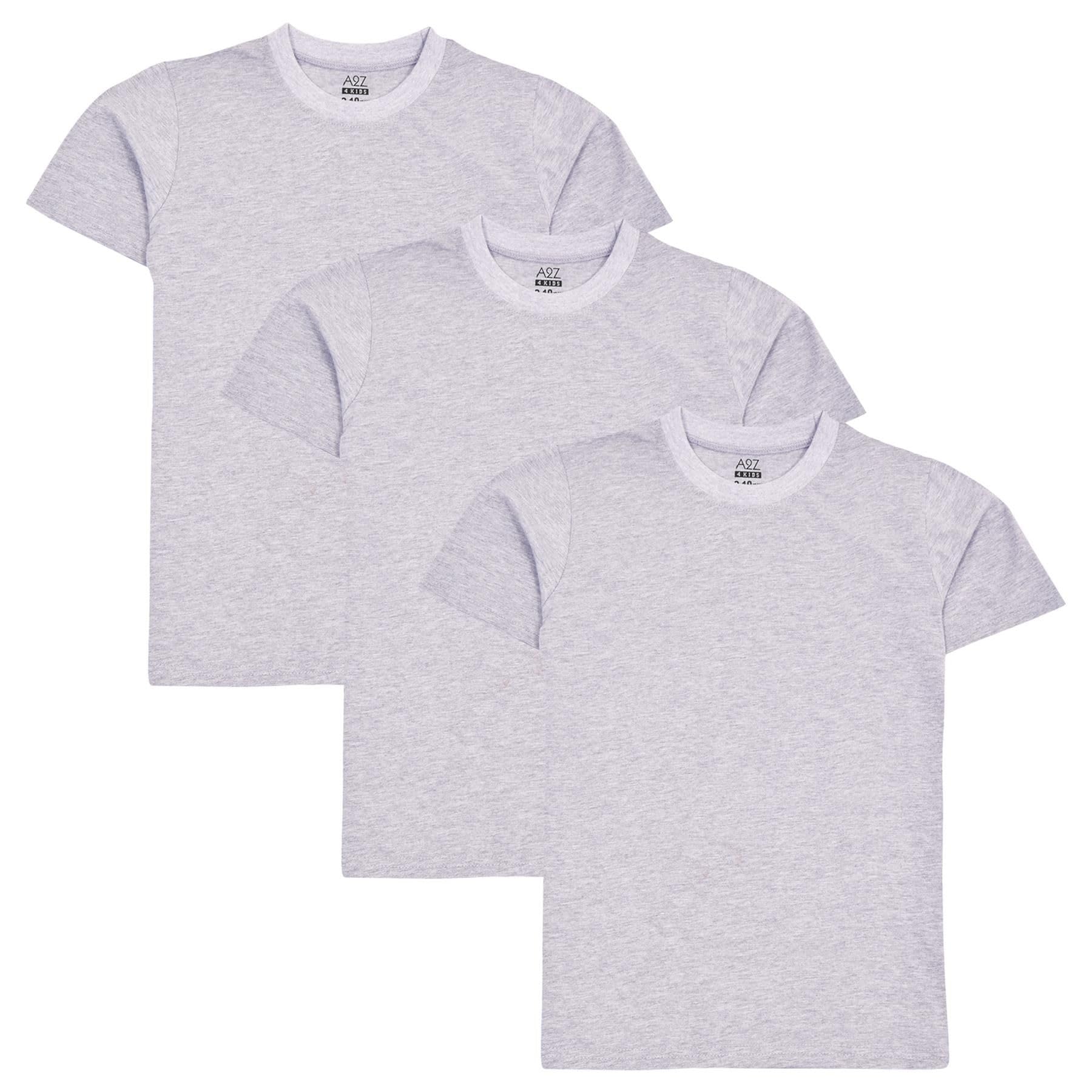 A2z 4 Kids Unisex Kids Grey Pack Of 3 Plain - T Shirt Pl 3 Pack 7-8