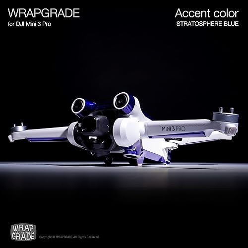 Miniatura 5 de WRAPGRADE Adhesivos para la piel compatibles con DJI Mini 3 Pro  Color de acento (azul estratosfera)