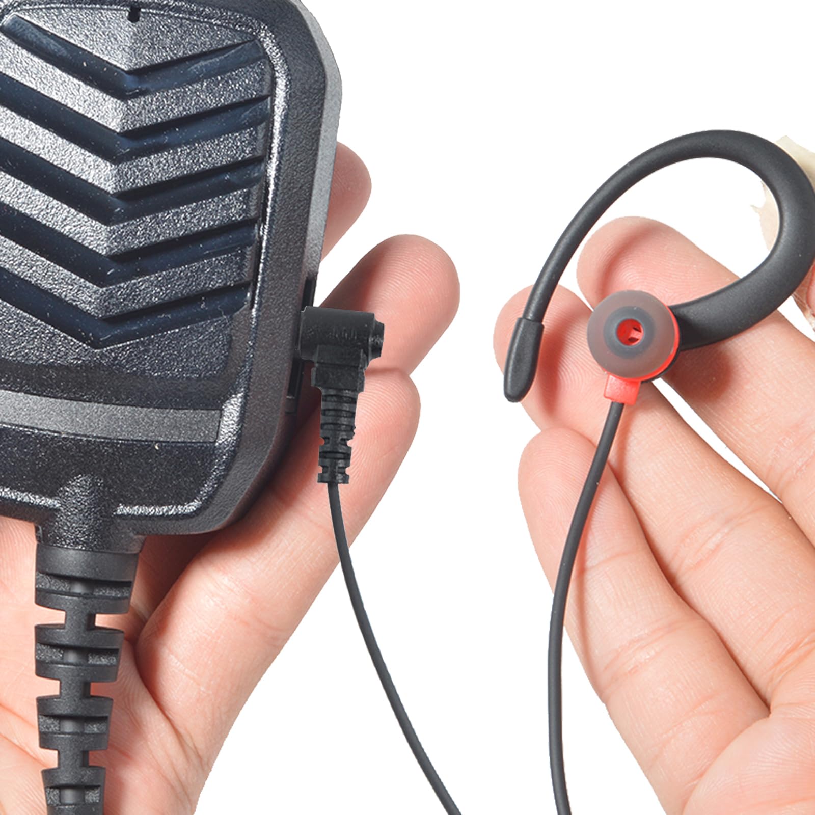 Paquete de 10 auriculares de radio de 3,5 mm para las fuerzas del orden, solo recepción/escucha, auriculares de vigilancia policial, gancho extraíble para micrófono de altavoz de radio bidireccional