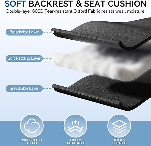 Miniatura 6 de Silla de campamento con calefacción, silla plegable de gran tamaño con calefacción en el respaldo y el asiento, soporta 400 libras, silla portátil