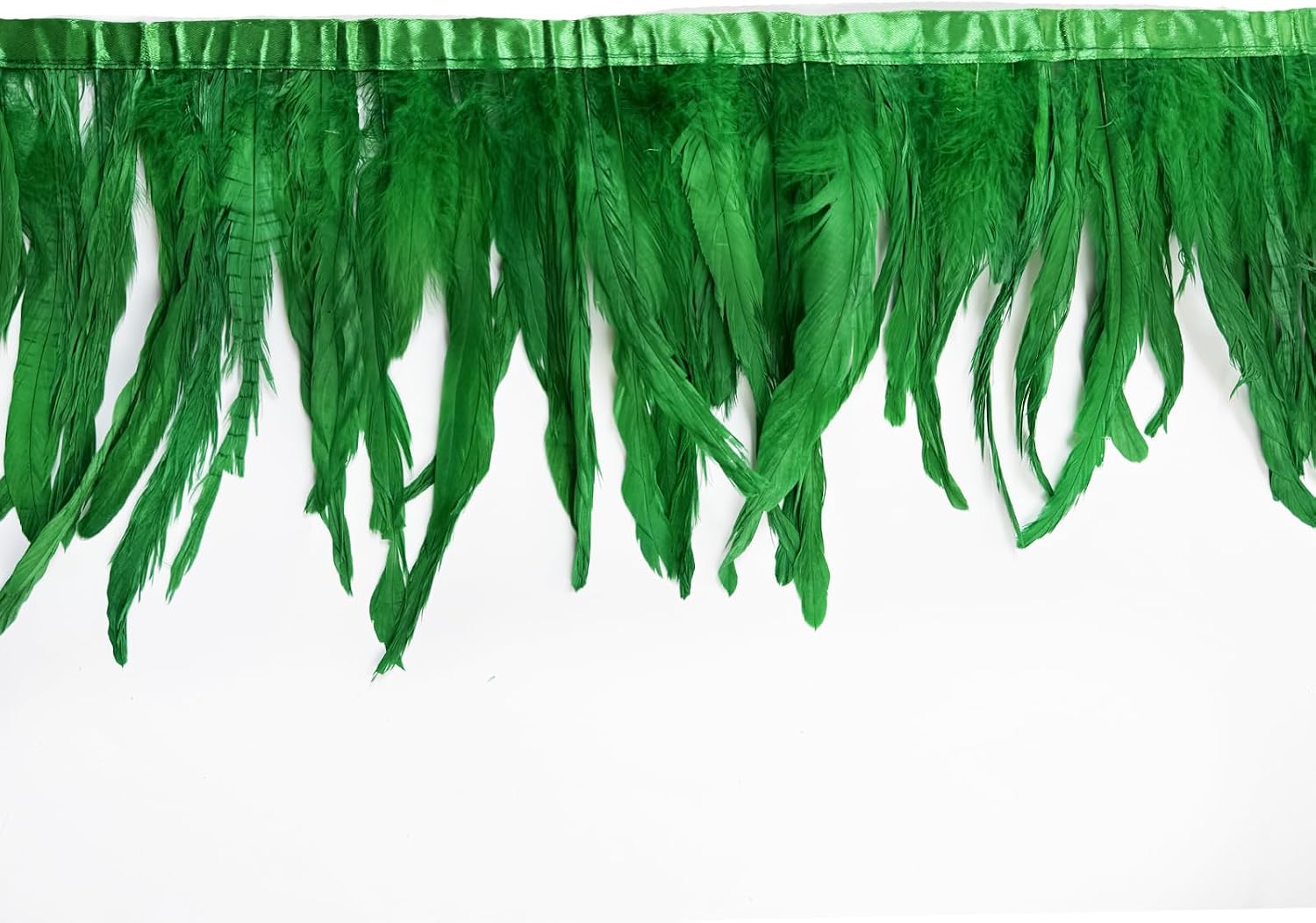 2 Yards 8-10" Rooster Hackle Feather Fringe Trim, Sewing Craft Feather for DIY Decorations-Fruit Green