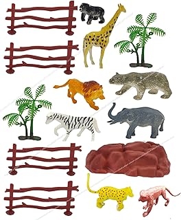 FunBlast Realistic Mini Animal Figure Toy - Farm Animal Toys & Wild Animals Toys for Kids Figure Playset - Jungle Animals Toys Set - Best Birthday Return Gifts for Kids - Small Size (15 Pcs)