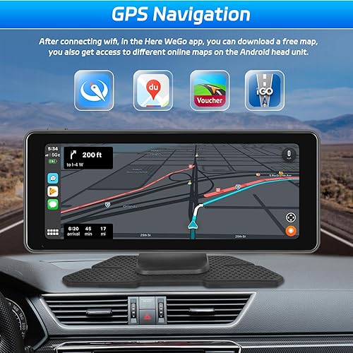 Miniatura 6 de Hikity - Radio portátil inalámbrica para automóvil Carplay 4K, cámara de tablero Hikity de 6.86 pulgadas, pantalla táctil para jugar con Android