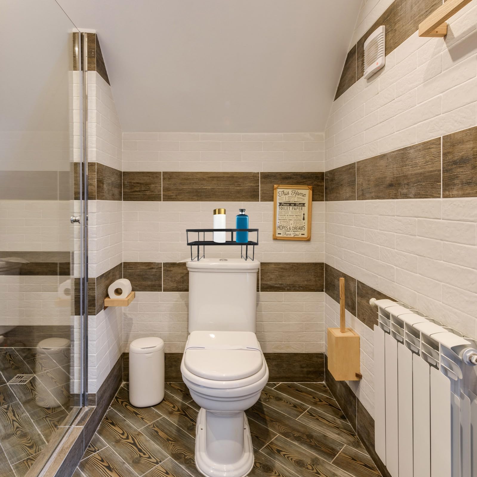 Mensola Portaoggetti per Toilette Singola in Acciaio al Carbonio Nero | Bagno e Casa, Struttura Autoportante e Antiruggine, Design Salvaspazio Moderno