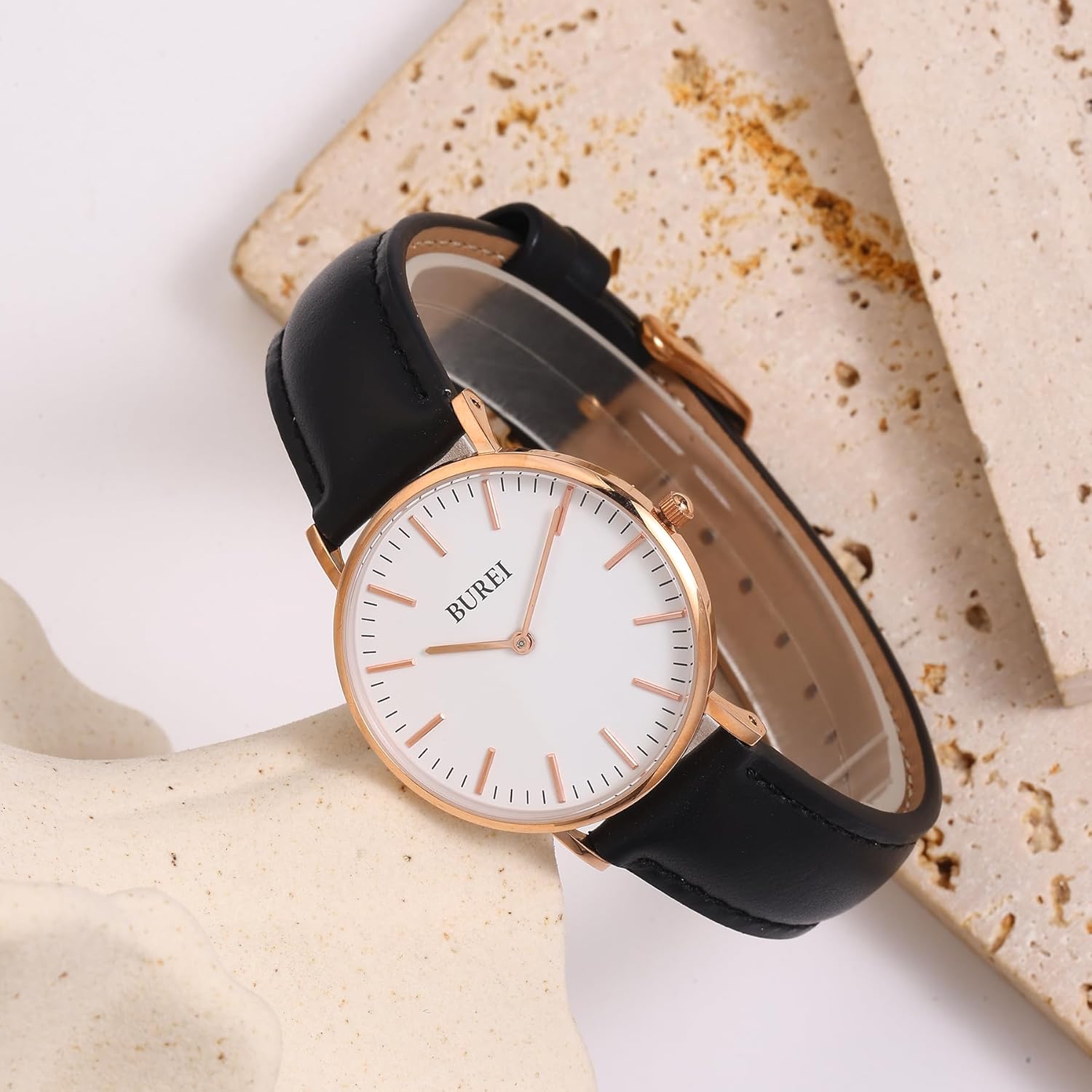 BUREI Womens Fashion Gold Stainless Steel Mesh Watch Analog Quartz Waterproof Ladies Watch Dainty Bracelet Wristwatch for Women,Gifts for Girlfriend - Image 3