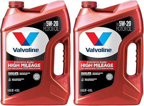 Miniatura 1 de Valvoline - Aceite de motor de mezcla sintética SAE 5W-20 de alto millaje, con MaxLife Technology, 5 cuarto de galón, paquete de 2