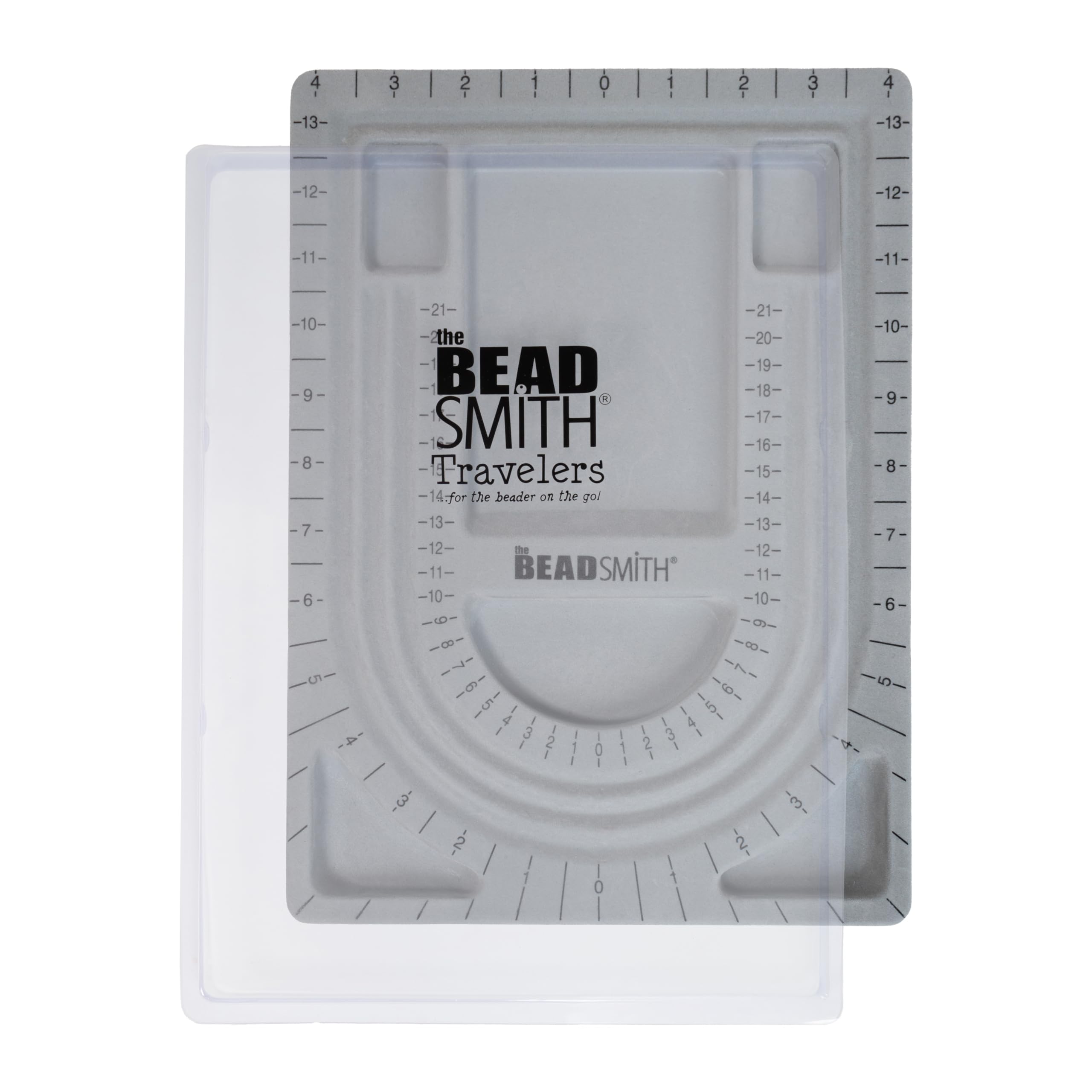The Beadsmith Gray Bead Board With Cover, Grey Flocked, 3 U-Shaped Channels, 6 Recessed Compartments, 9.75 X 13.25 Inches, Design Boards For Creating Bracelets, Necklaces And Other Jewelry