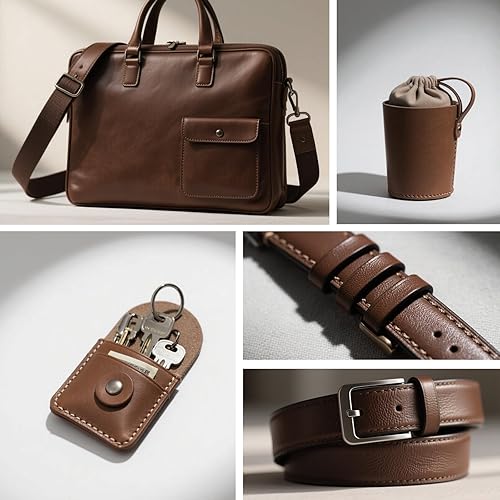 Miniatura 7 de RingSun Hojas de cuero genuino para manualidades de 10 x 10 pulgadas, cuero de grano completo (0.079 in) de grosor, piezas de cuero de vacuno,