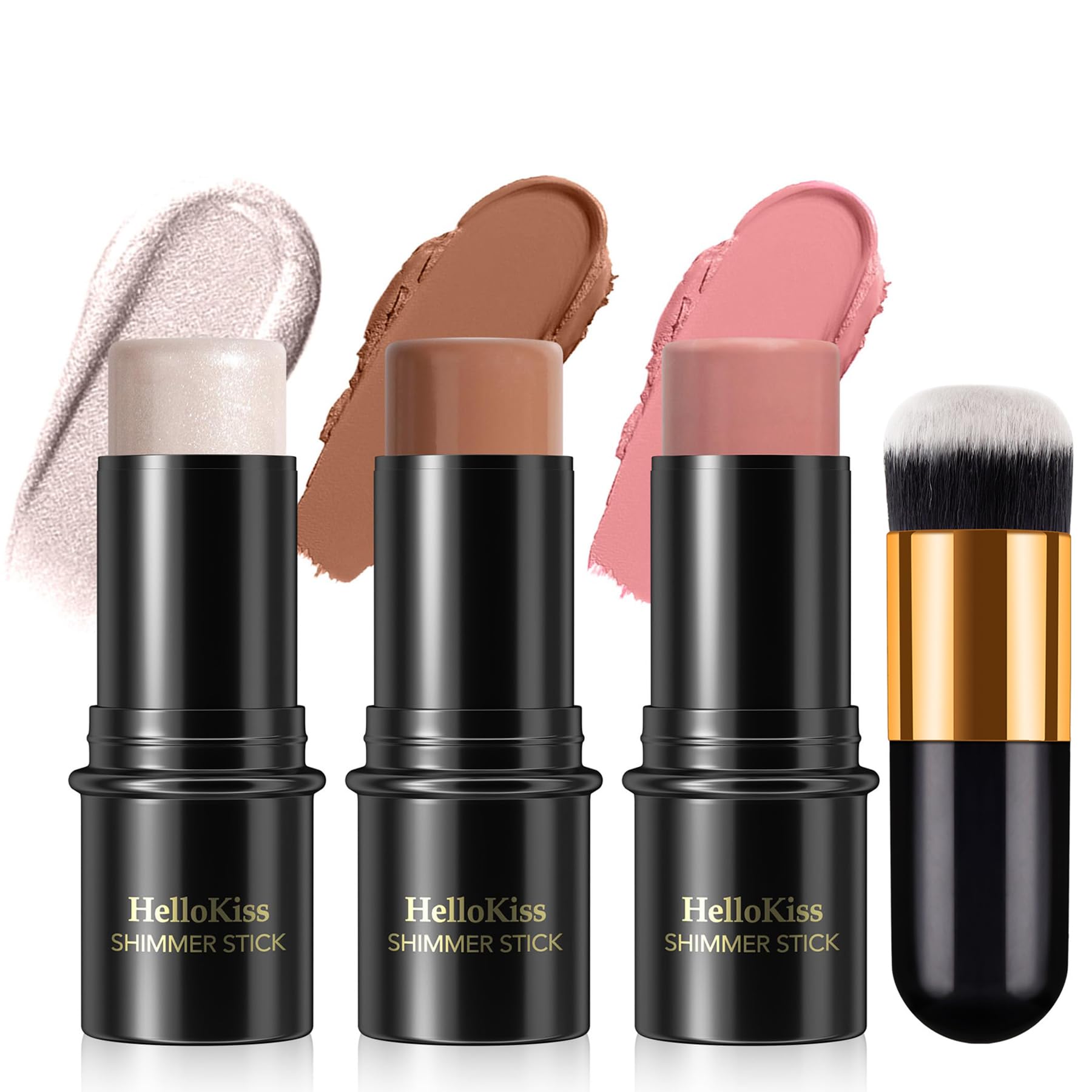 3 Pcs Contour Highlighter Blush Stick Set, Waterproof Long-Lasting Contour Highlighter Stick for Cheeks, Lips & Eyes, Natural Face Contouring, Long-Lasting & Easy to Apply (Set-B)