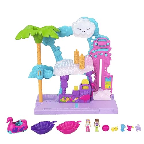 Immagine del prodotto Polly Pocket - Pollyville Autolavaggio dei Fenicotteri, 2 mini bambole, macchinina a forma di fenicottero con effetto cambia-colore, accessori per giochi d'acqua, Giocattolo per Bambini 4+ Anni, HHJ05