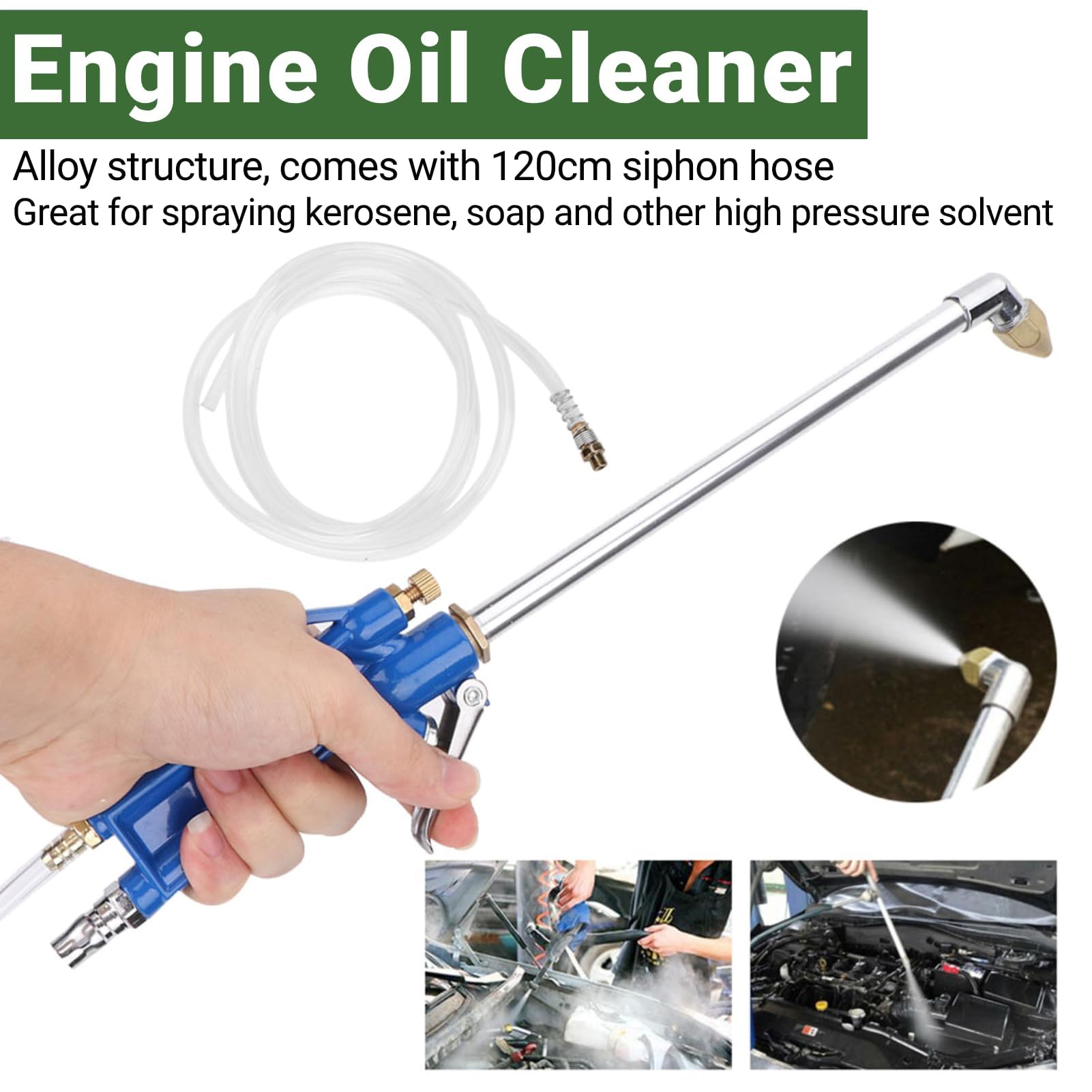 40 Cm Auto-Wasser-Reinigungspistole Motor-Reinigungspistole Siphon-Blaspistole Motorölreiniger Pneumatisches Werkzeug mit 1,2 M Schlauch