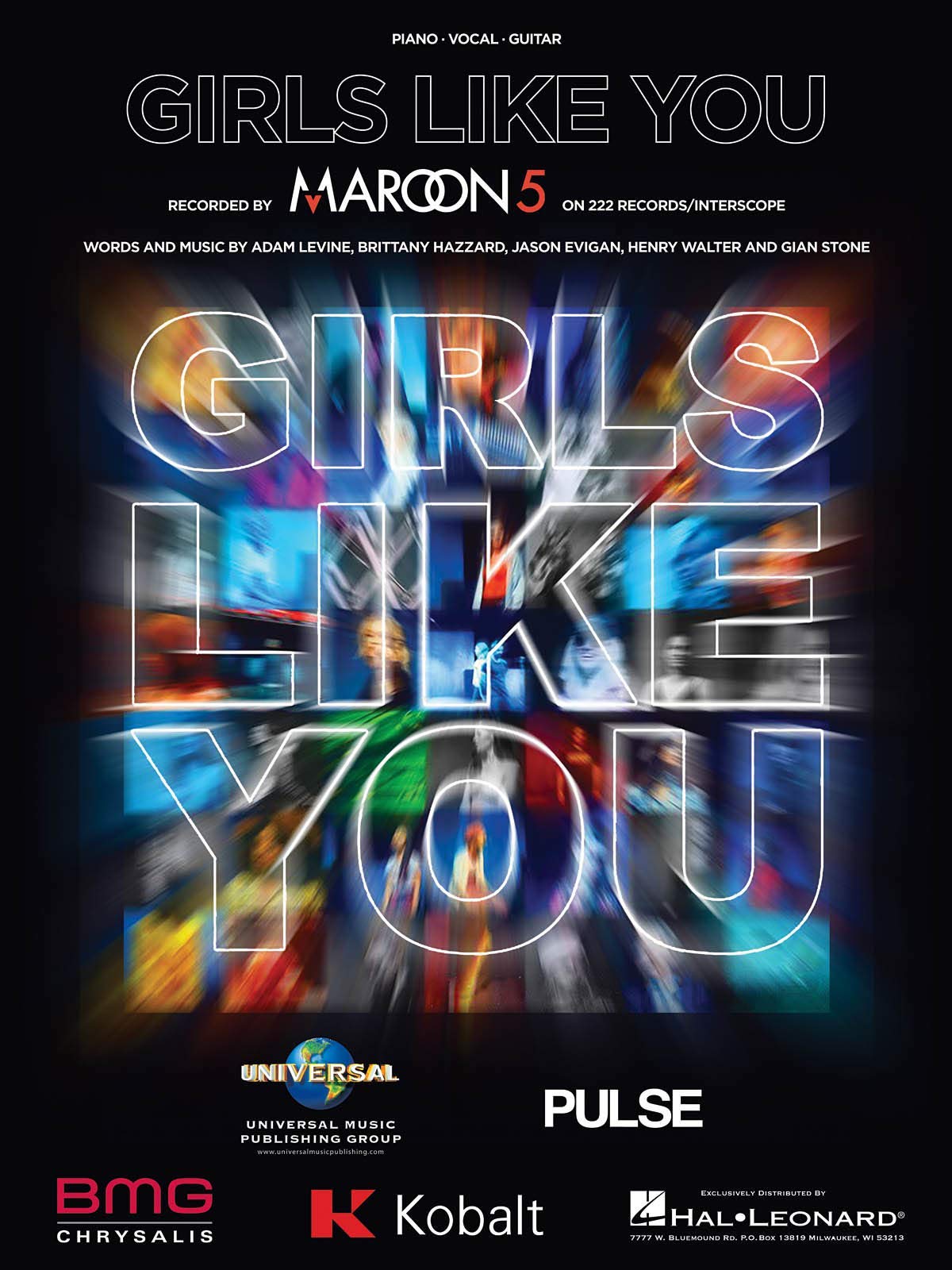 Maroon 5 - Girls Like You - Piano/Vocal/Guitar Sheet Music Single