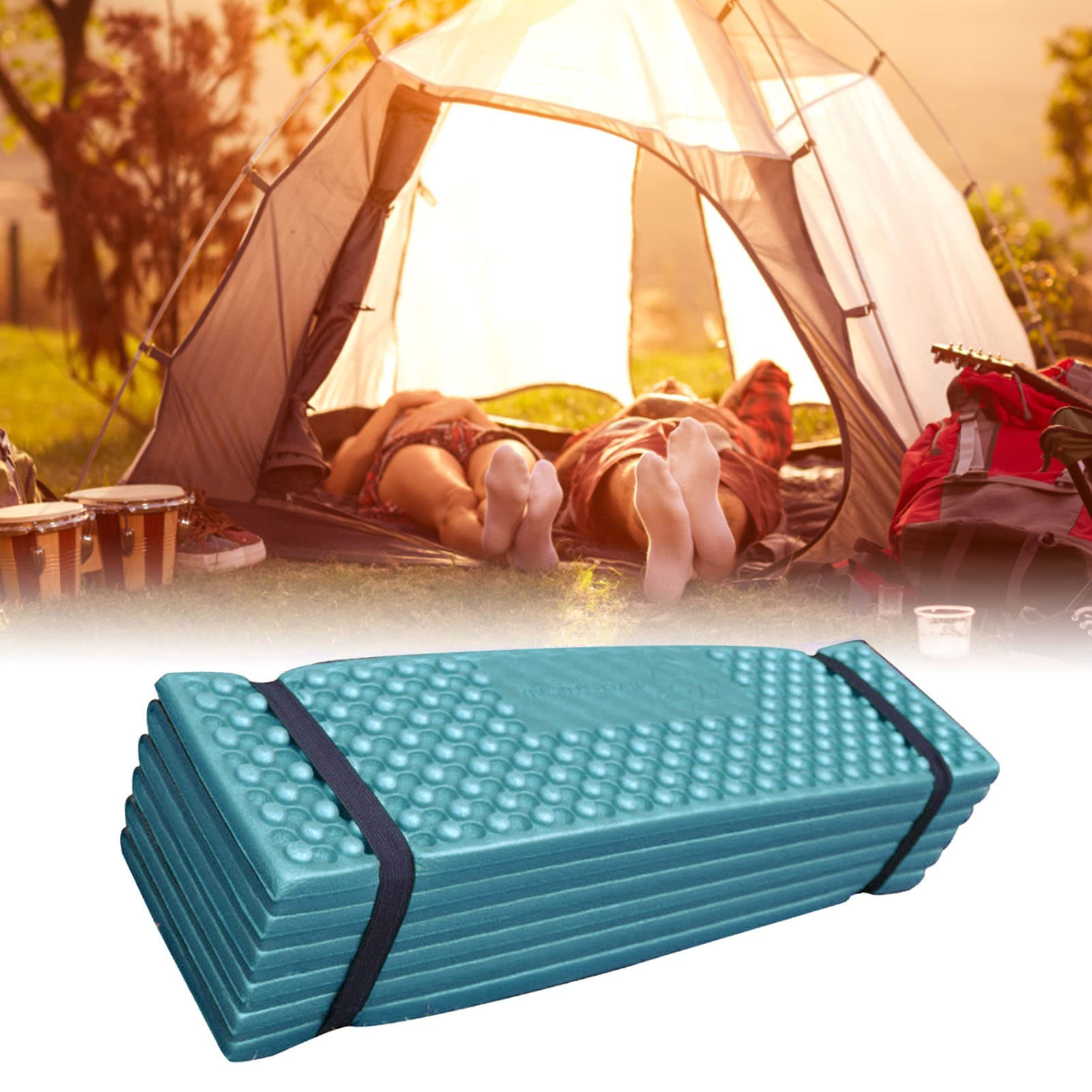 Double Egg Crate Foldable Sleeping Pad, Soft PVC Thickened Isolation Pad for Camping (186 * 57)