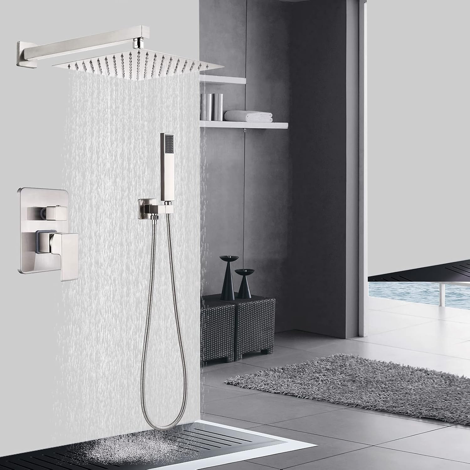 Up To 40% OFF Votamuta Bathroom Shower Faucet Set Combo 10 Inch Rainfall Ultrathin Shower Head Wall Mounted with Handheld Sprayer 2 Way Valve Brushed Nickel 1/2 Inch NPT Connection Amazon Crazy 🔥 Deals Votamuta Bathroom Shower Faucet Set Combo 10 Inch Rainfall Ultrathin Shower Head Wall Mounted with Handheld Sprayer 2 Way Valve Brushed Nickel 1/2 Inch NPT Connection