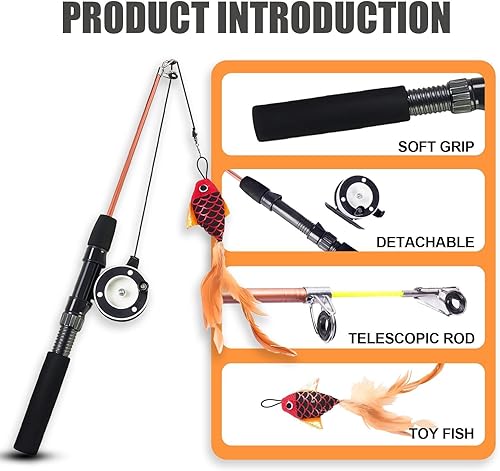 Miniatura 3 de SILVERVINE - Varita mágica de juguete para gatos con peces, juguetes interactivos para gatos de interior, gatitos y adultos aburridos  Teaser de