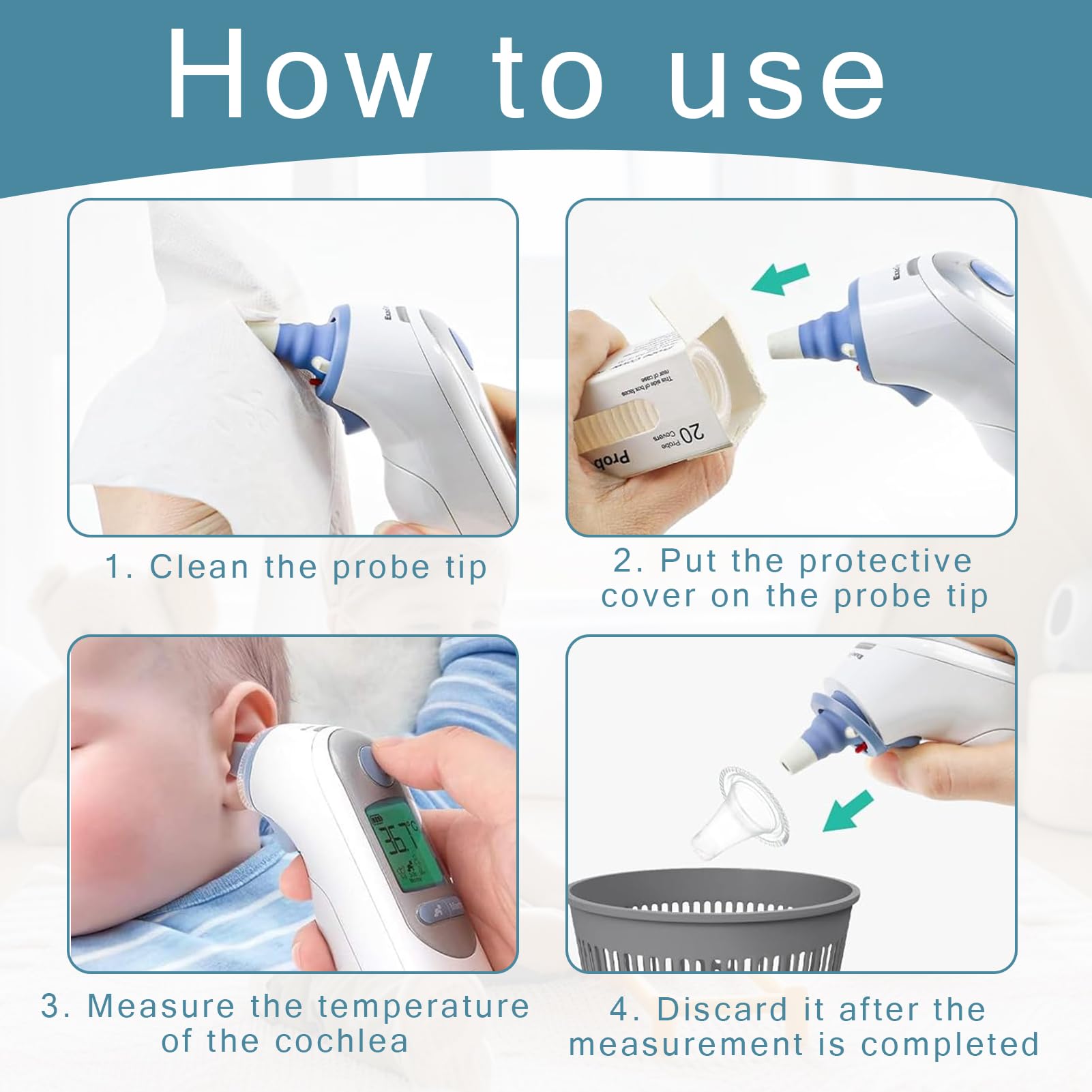 100 Stück Braun Fieberthermometer Schutzkappen,Braun Fieberthermometer Ohr,Braun Thermoscan Lf20 Schutzkappen,Ersatzschutzkappen,Braun Thermoscan Schutzkappe Für Alle Braun Thermoscan Ohrthermomete
