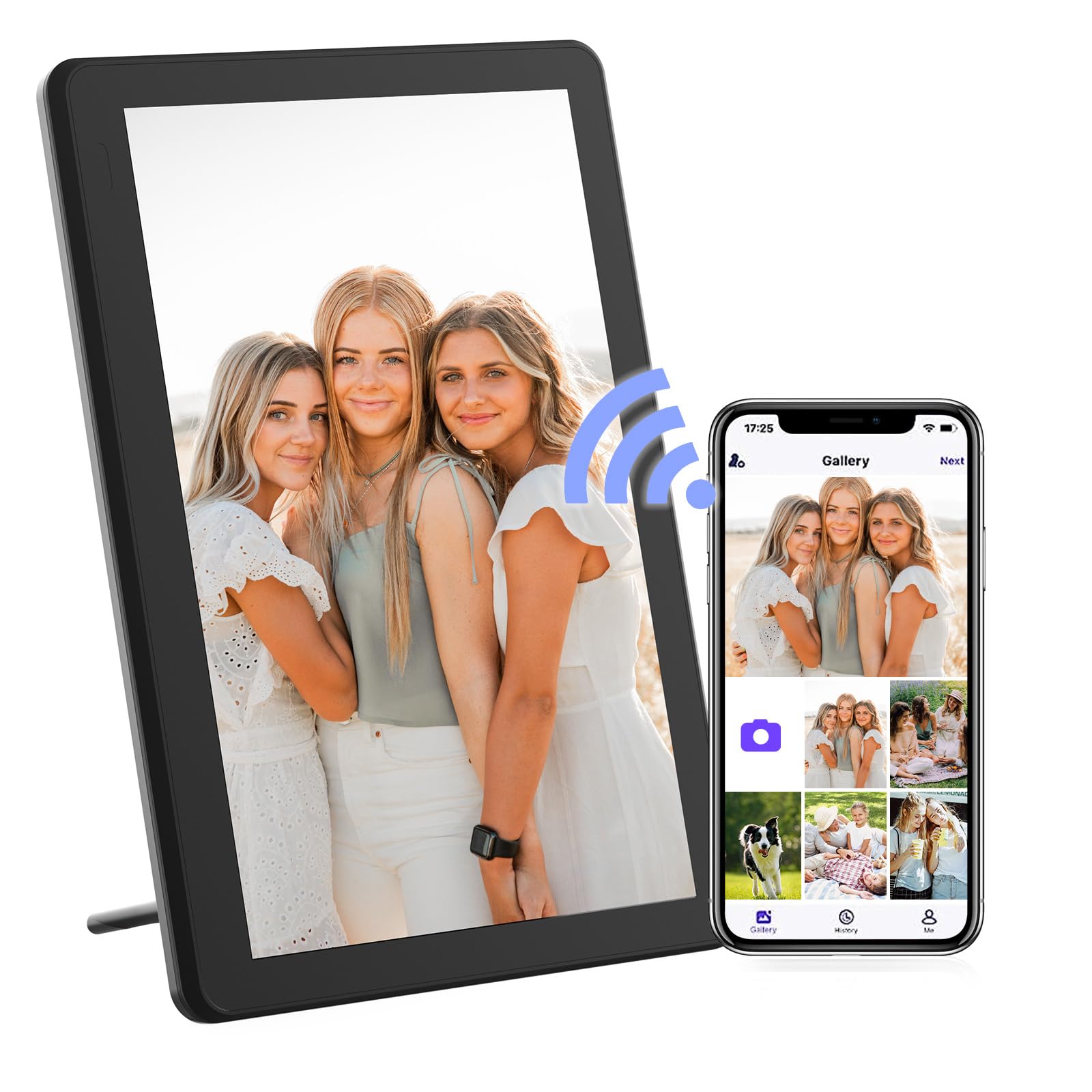 Cornice Digitale Frameo 10,1 Pollici - WiFi, 32 GB, Batteria 5000 MAh, Condivisione App - Foto 5