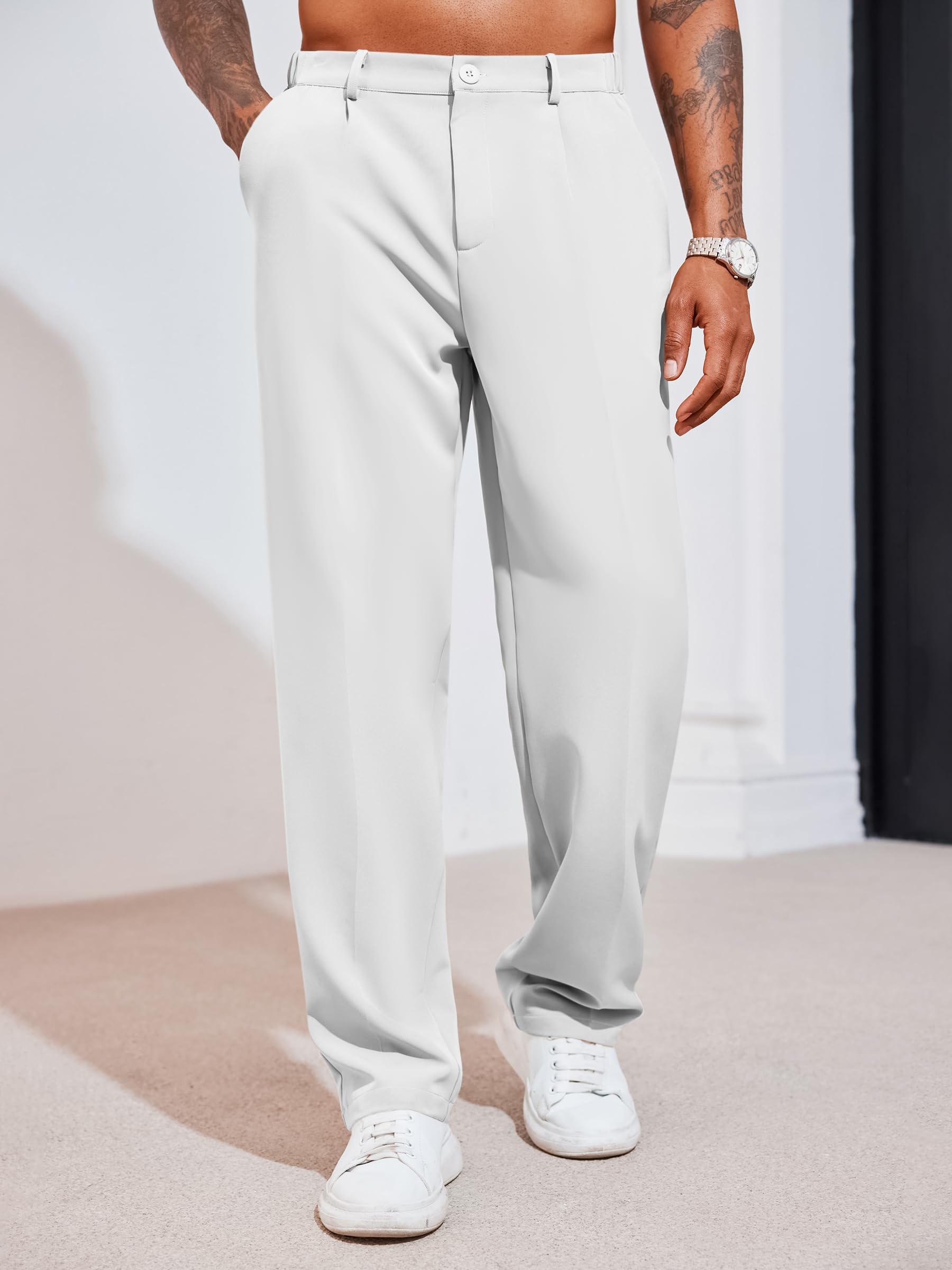 Runcati Pantalon chino décontracté en tissu élégant pour homme