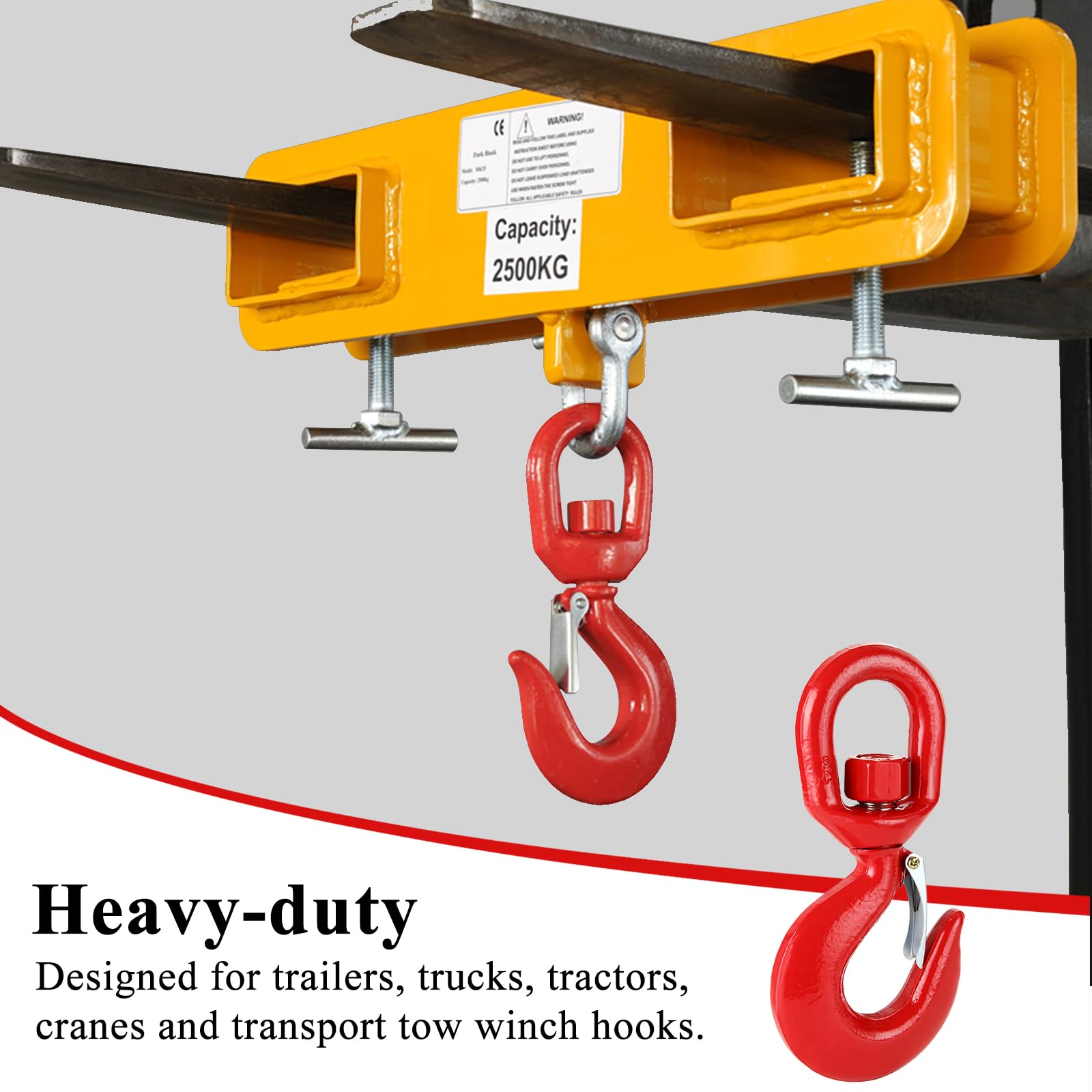 Gancio girevole – Ganci girevoli da 5 tonnellate resistenti per il sollevamento di carrelli elevatori – Ganci di sollevamento girevoli con chiusura di sicurezza – Gancio per gru in acciaio