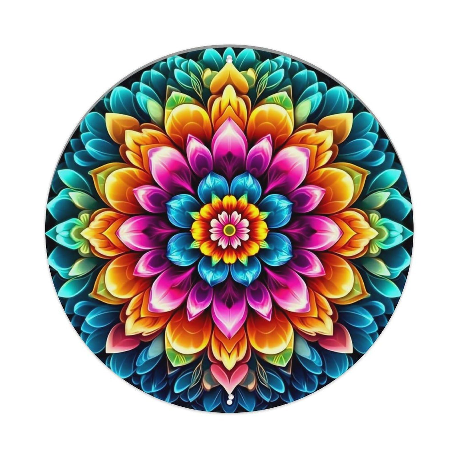 Vibrant Floral Mandala Pattern Print_2 Retro Metal Tin Sign, Vintage Metal Poster for home, Gaming Room, Studio Workshop,Bar,Garage Wall Art Decor 8x8 inch