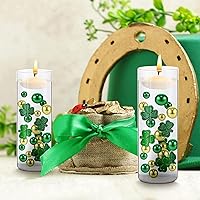 Vista 6 de Relleno de jarrón para el día de San Patricio, cuentas de agua transparentes, tréboles, perlas flotantes para jarrones, velas flotantes, decoración