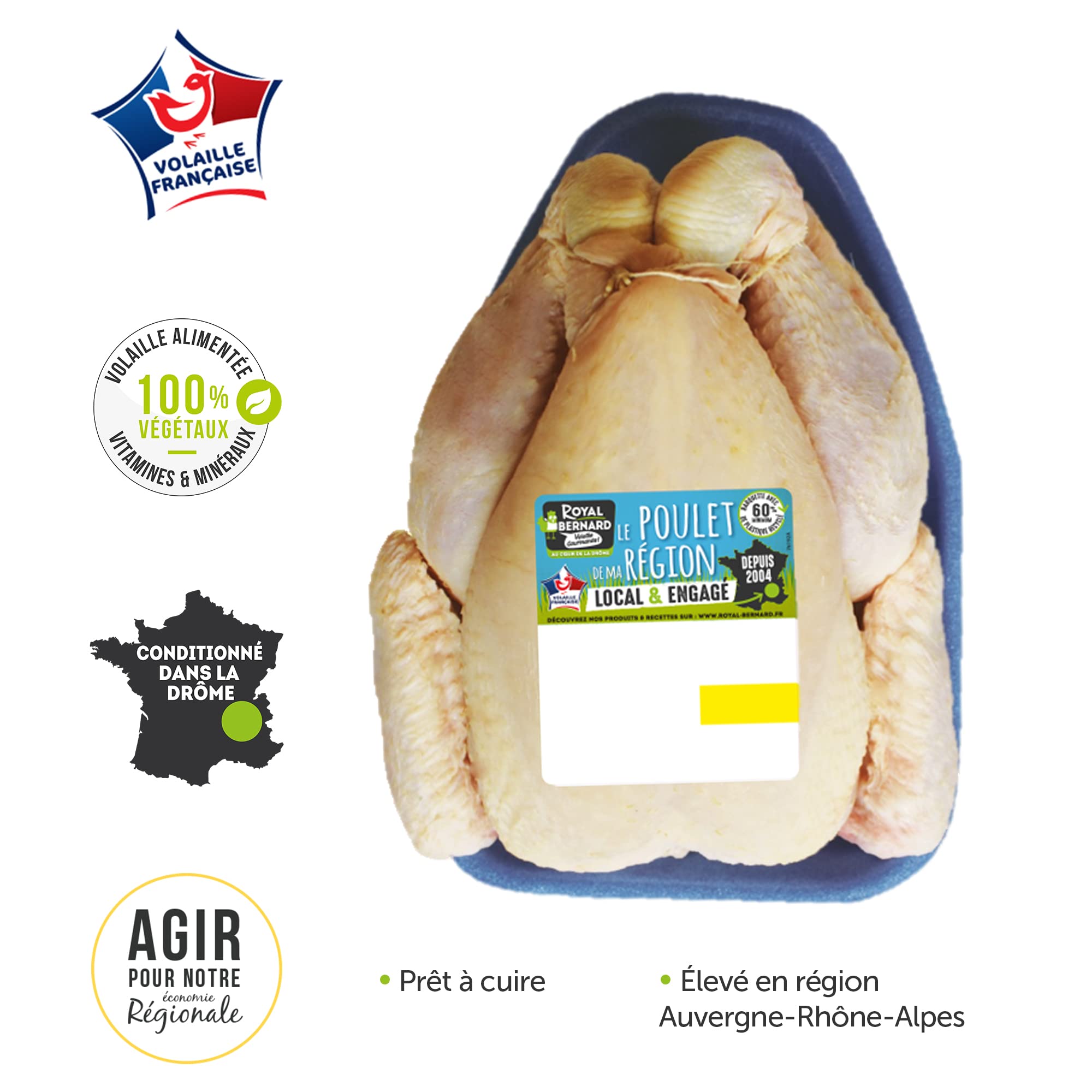 Royal Bernard - Assortiment 100% Poulet - Colis de Volaille Régionale - 4 barquettes de produits différents