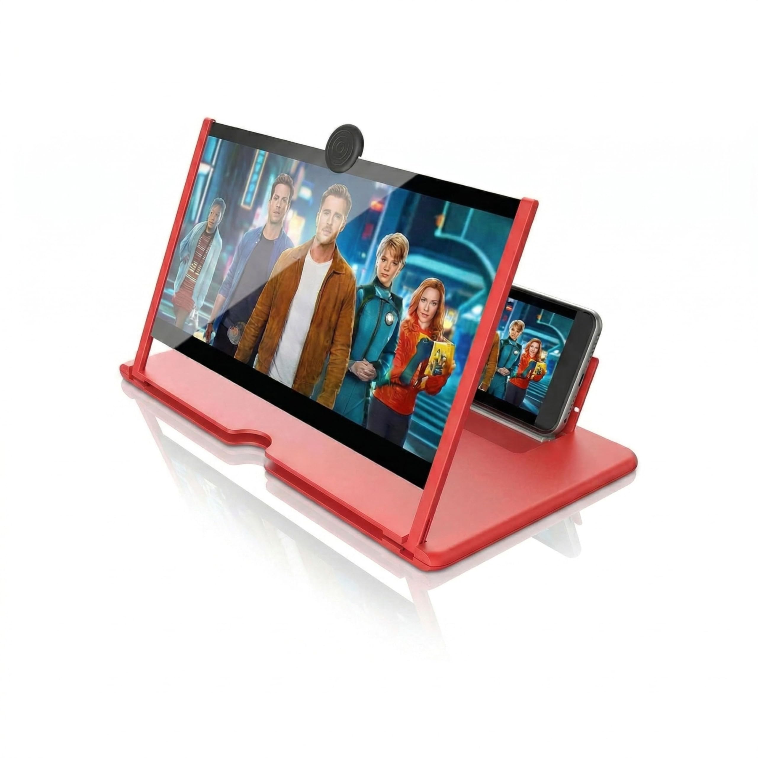 RAPTAS 12 Inch 3D Mobile Screen Magnifier, HD Smartphone Video Amplifier with Foldable Stand, Portable Screen Enlarger Bracket for Movies, Gaming & Streaming - Red-image-20
