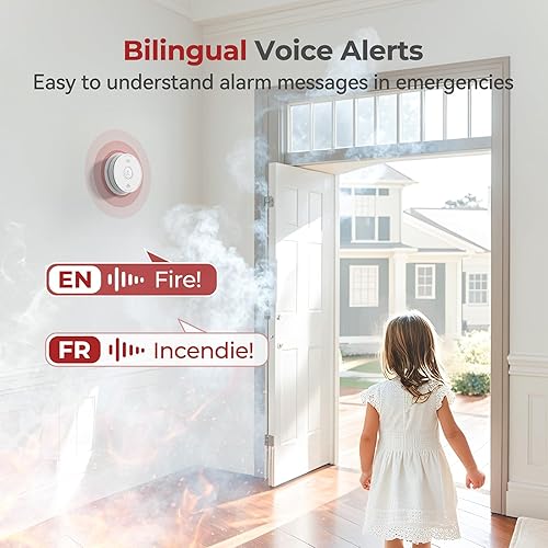 Miniatura 4 de Siterlink Detector de humo cableado detector de monóxido de carbono, batería de 10 años, cumple con UL 217-9, alarma de humo y CO interconectada con