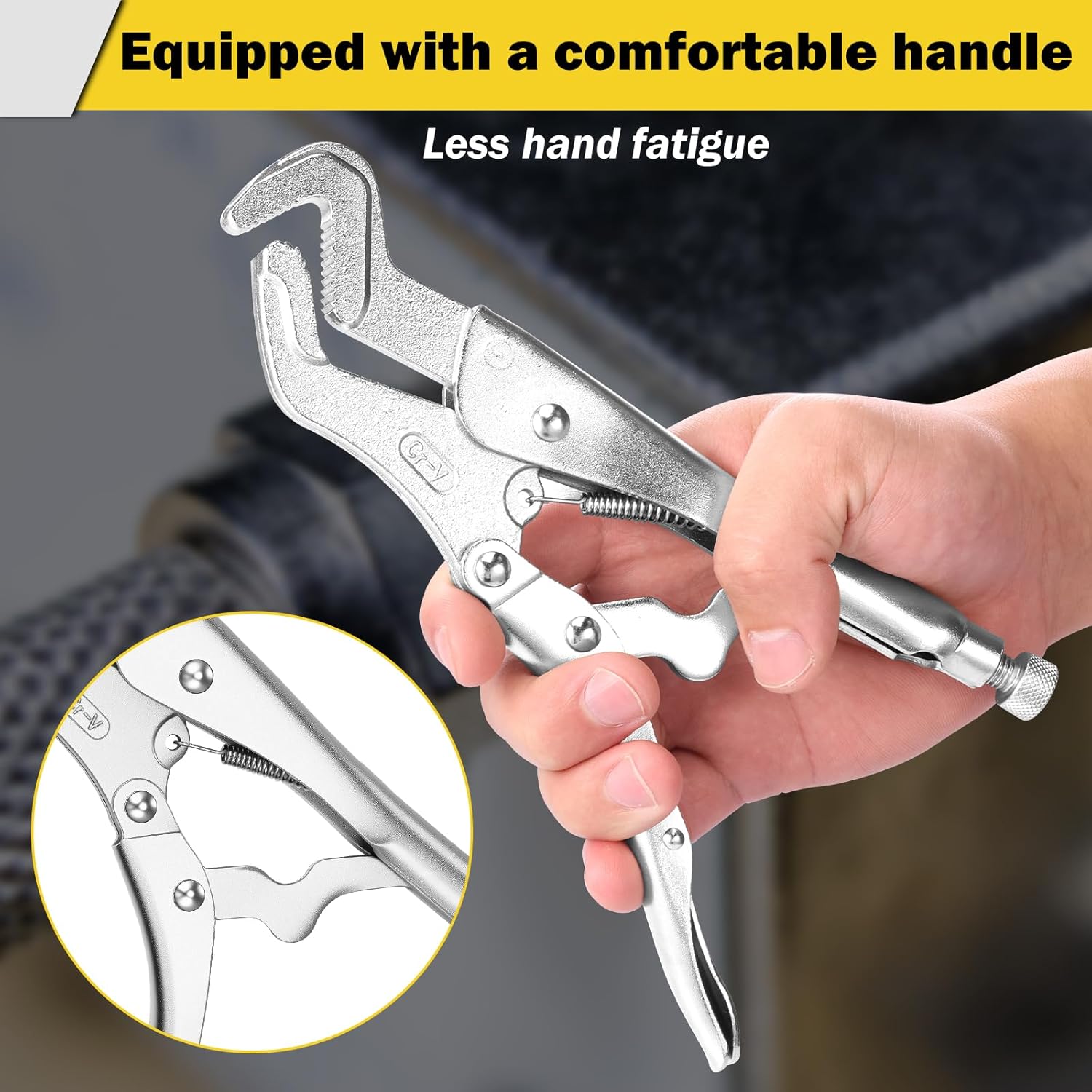 Vice Grips Pliers Set, Curved Jaw Locking Pliers, Adjustable Solid Pipe Clip Repair Welding Pliers, Fast Release Needle Nose Vice Grips, C-clamp Ice Grips Pliers for Clamping Twisting